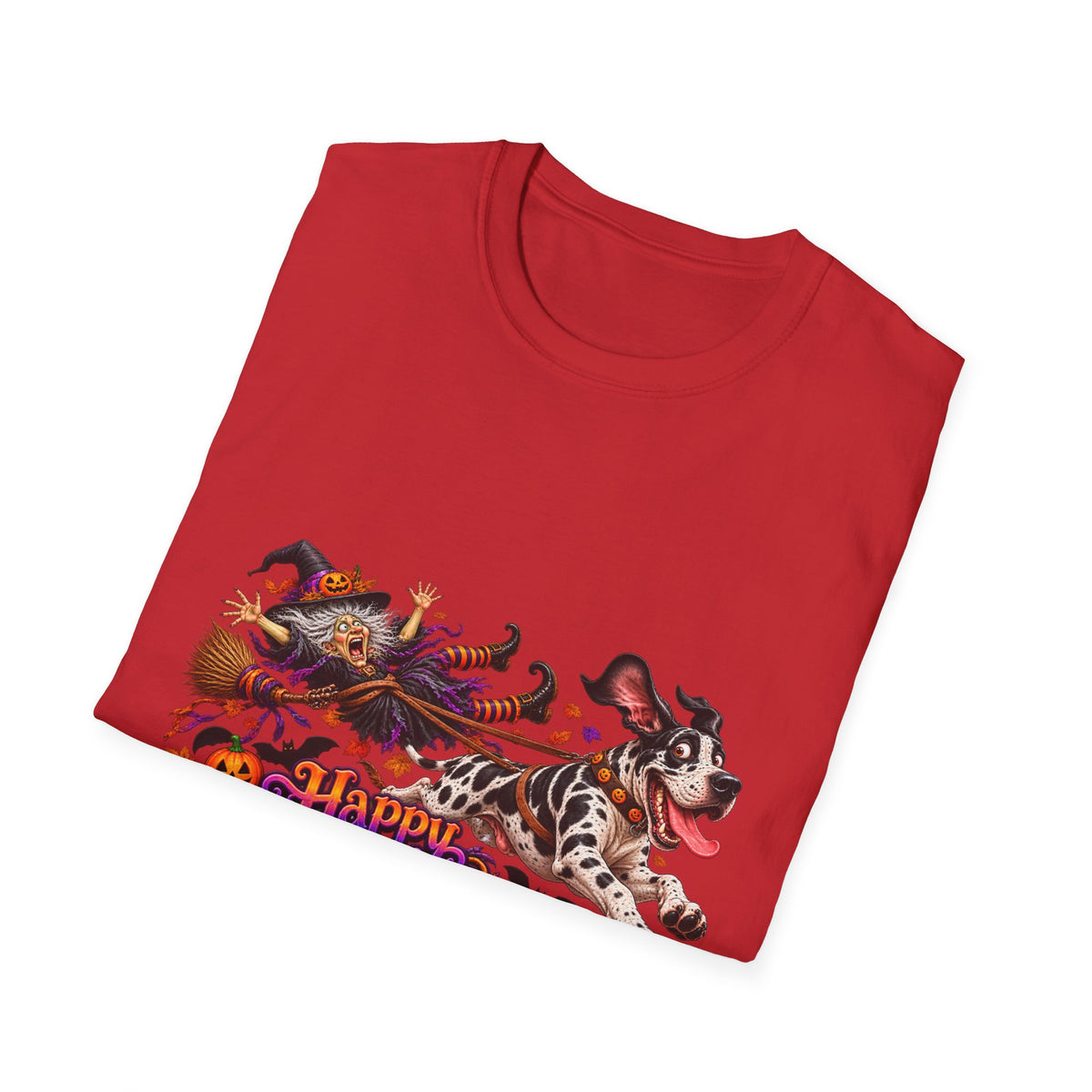 Halloween Dog T-Shirt — Great Dane with Pumpkin Candy Pail