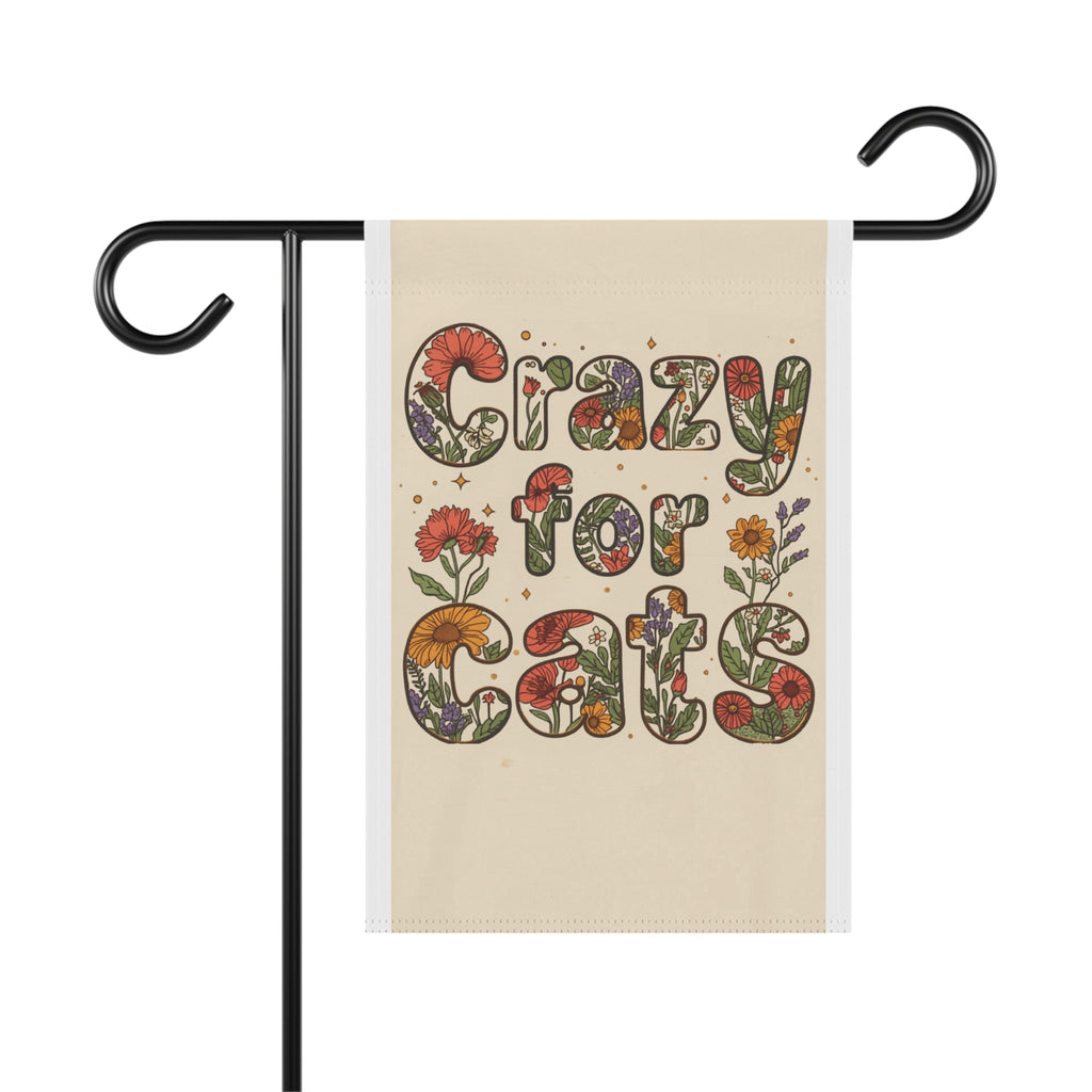 Crazy for Cats Floral Garden Flag