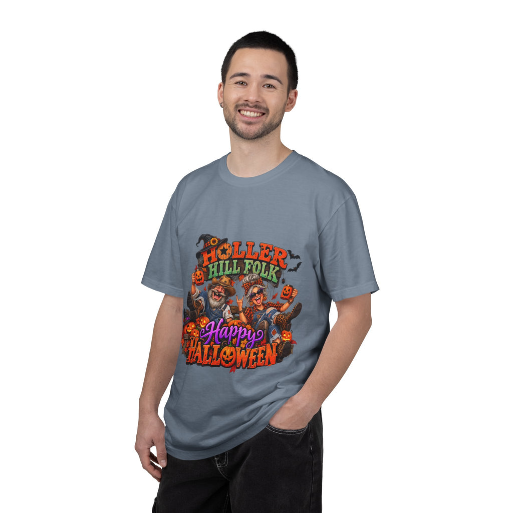Halloween Holler Hill Folk T-Shirt — "Happy Halloween" Vintage Horror Design