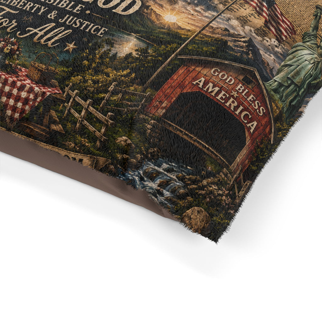America 250 Patriotic Pet Bed — "One Nation Under God" 1776–2026 Memorial Cushion