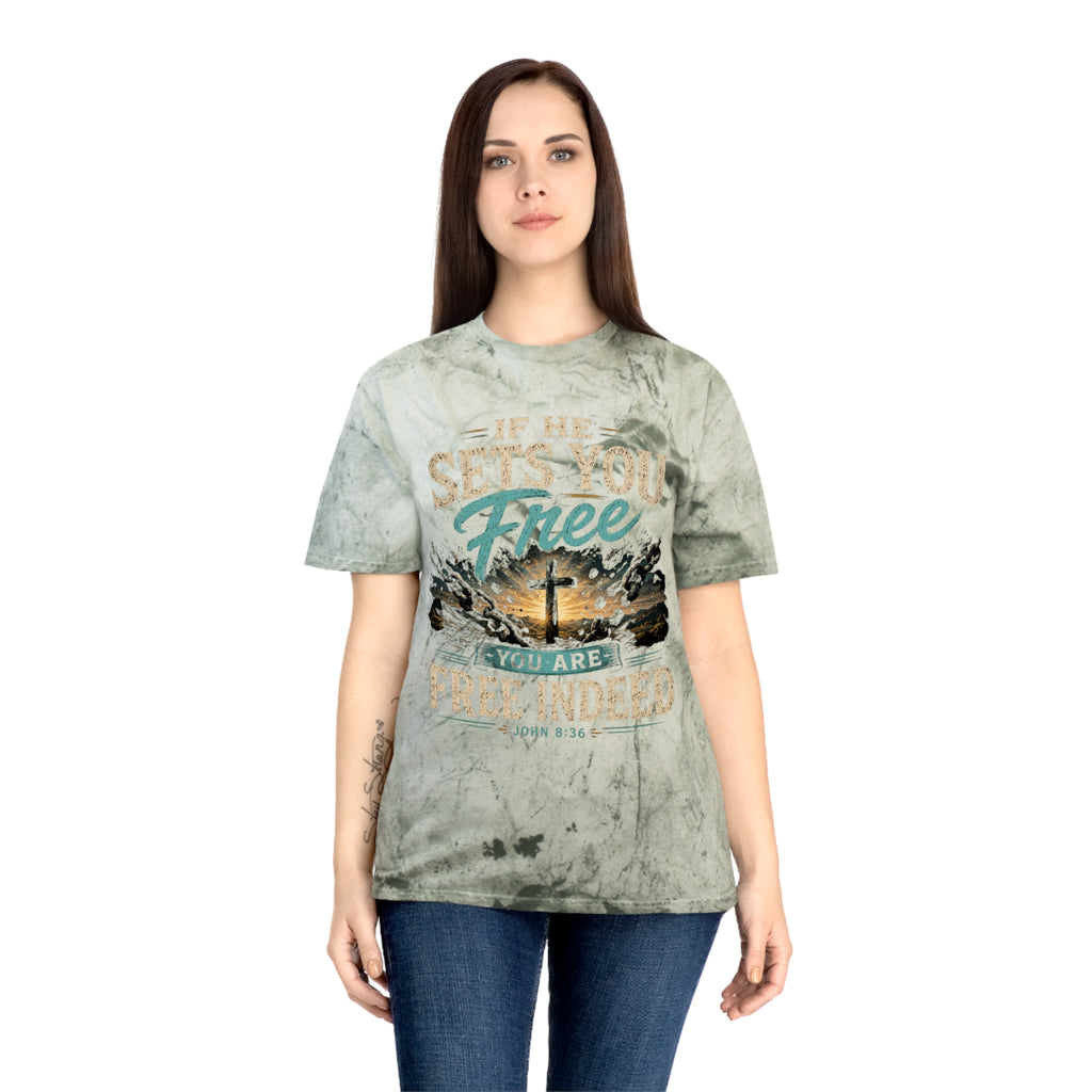 Christian Freedom Tee — "If He Sets You Free" Scripture T-Shirt