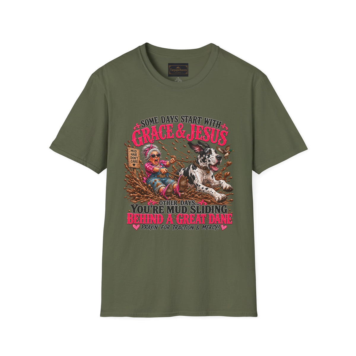 Great Dane Christian Mud Slide  Funny Graphic Tee