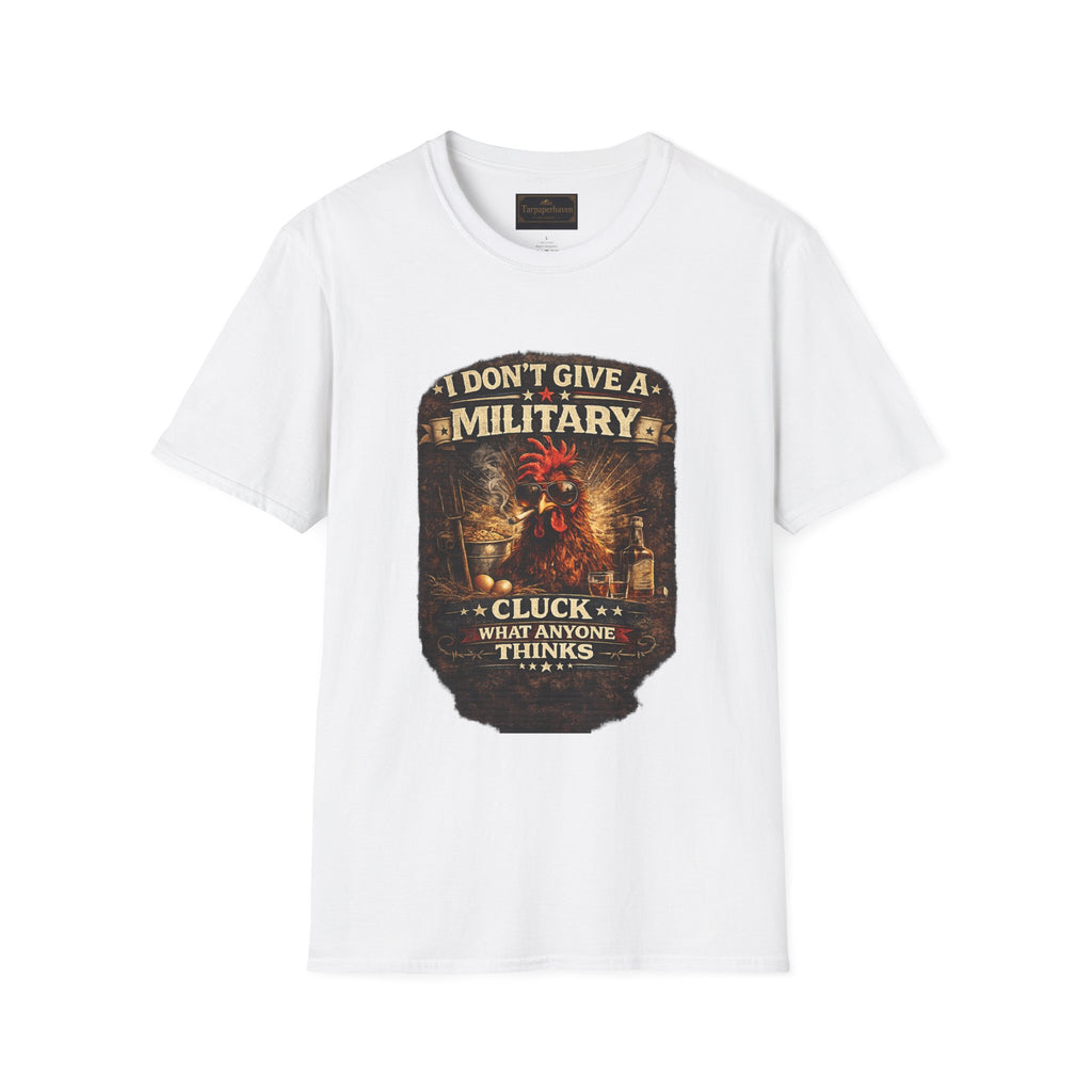 T‑Shirt — "I Don't Give A Military Cluck" Rooster Graphic Tee