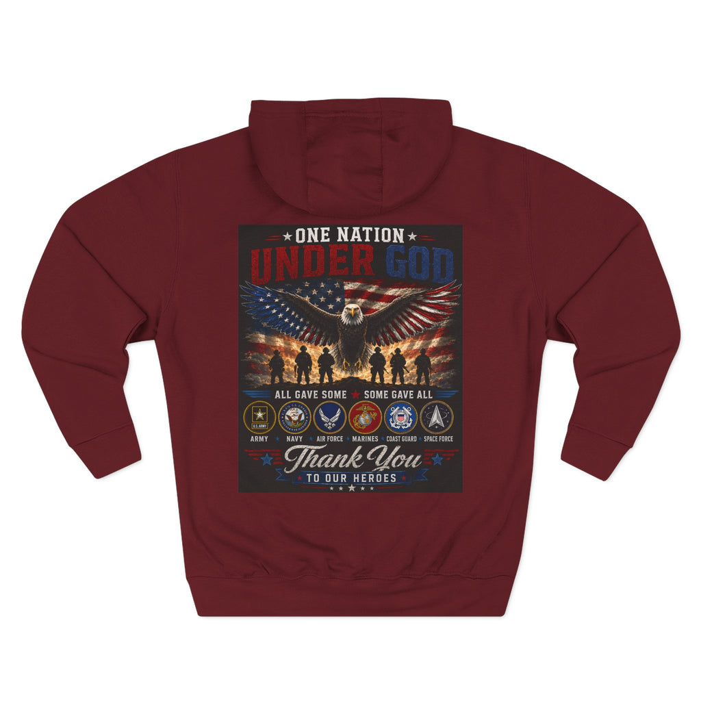 Military Tribute Hoodie — "One Nation Under God" Patriotic Fleece
