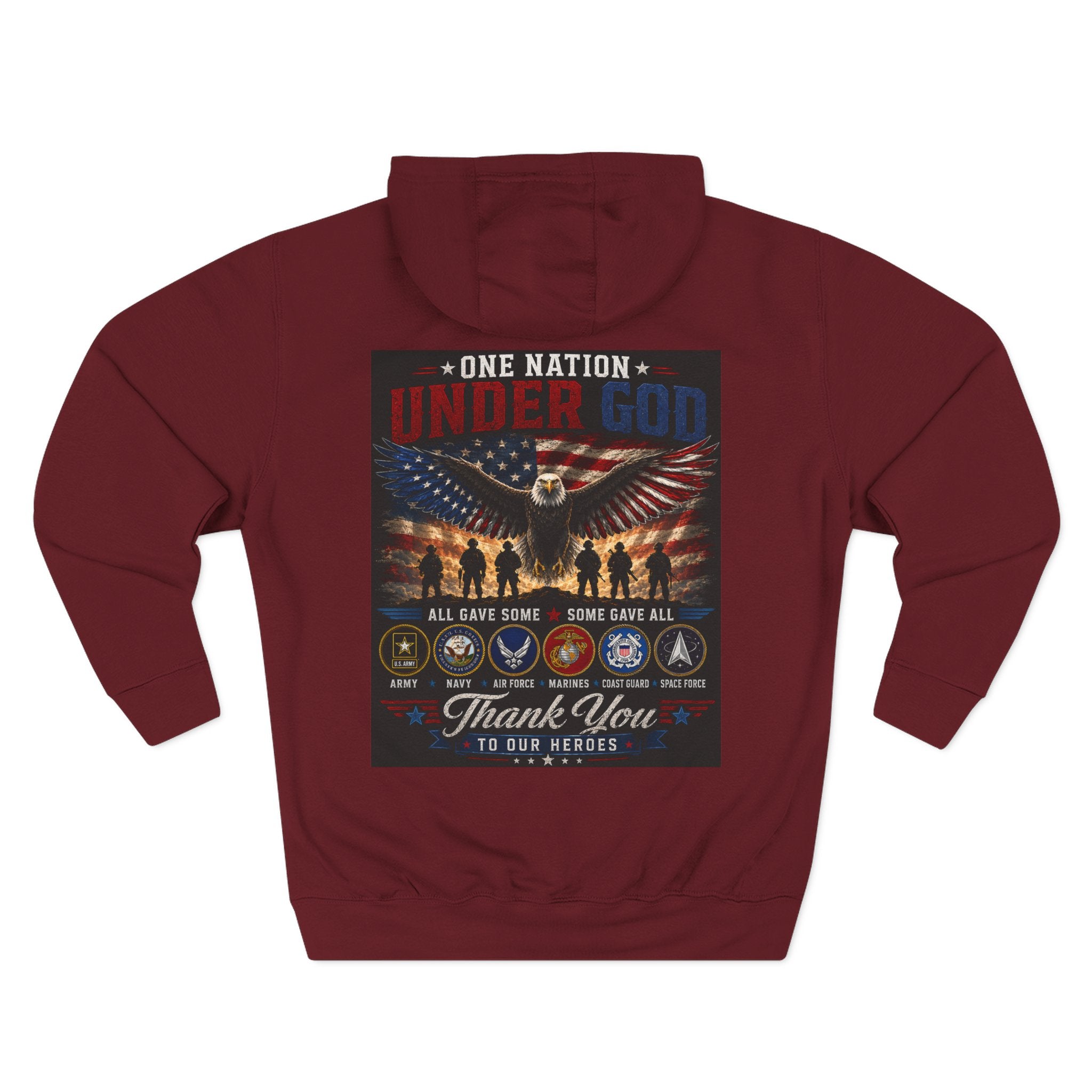 Military Tribute Hoodie — "One Nation Under God" Patriotic Fleece