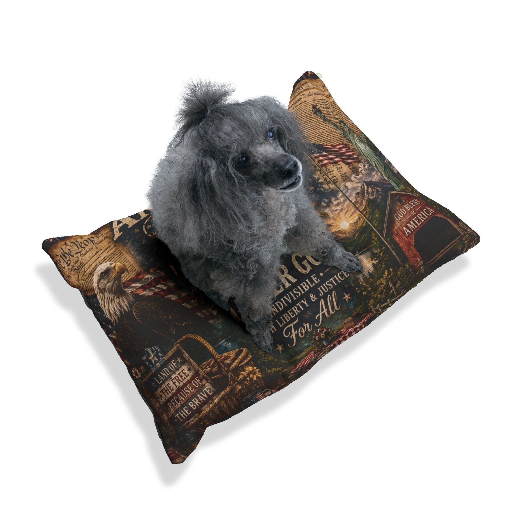 America 250 Patriotic Pet Bed — "One Nation Under God" 1776–2026 Memorial Cushion