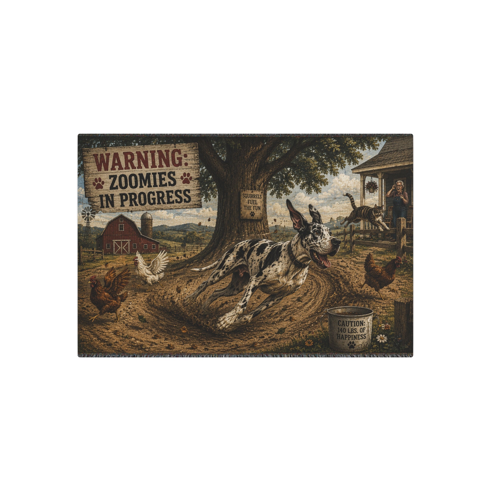 Metal Art Sign - "Warning: Zoomies in Progress" Farm Great Dane  Metal Wall Art
