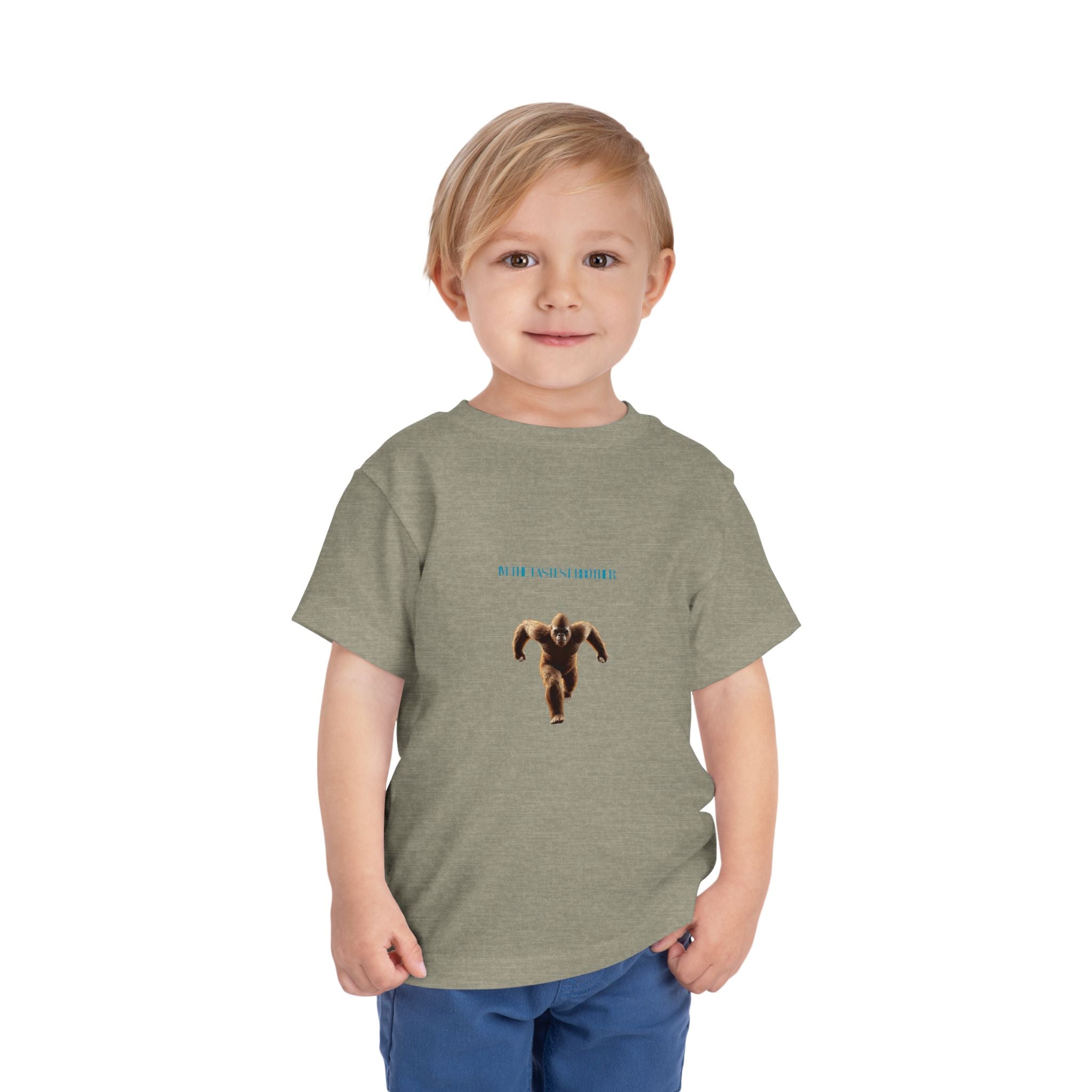 Toddler Tee with Running Sasquatch Print — Kids Shirt