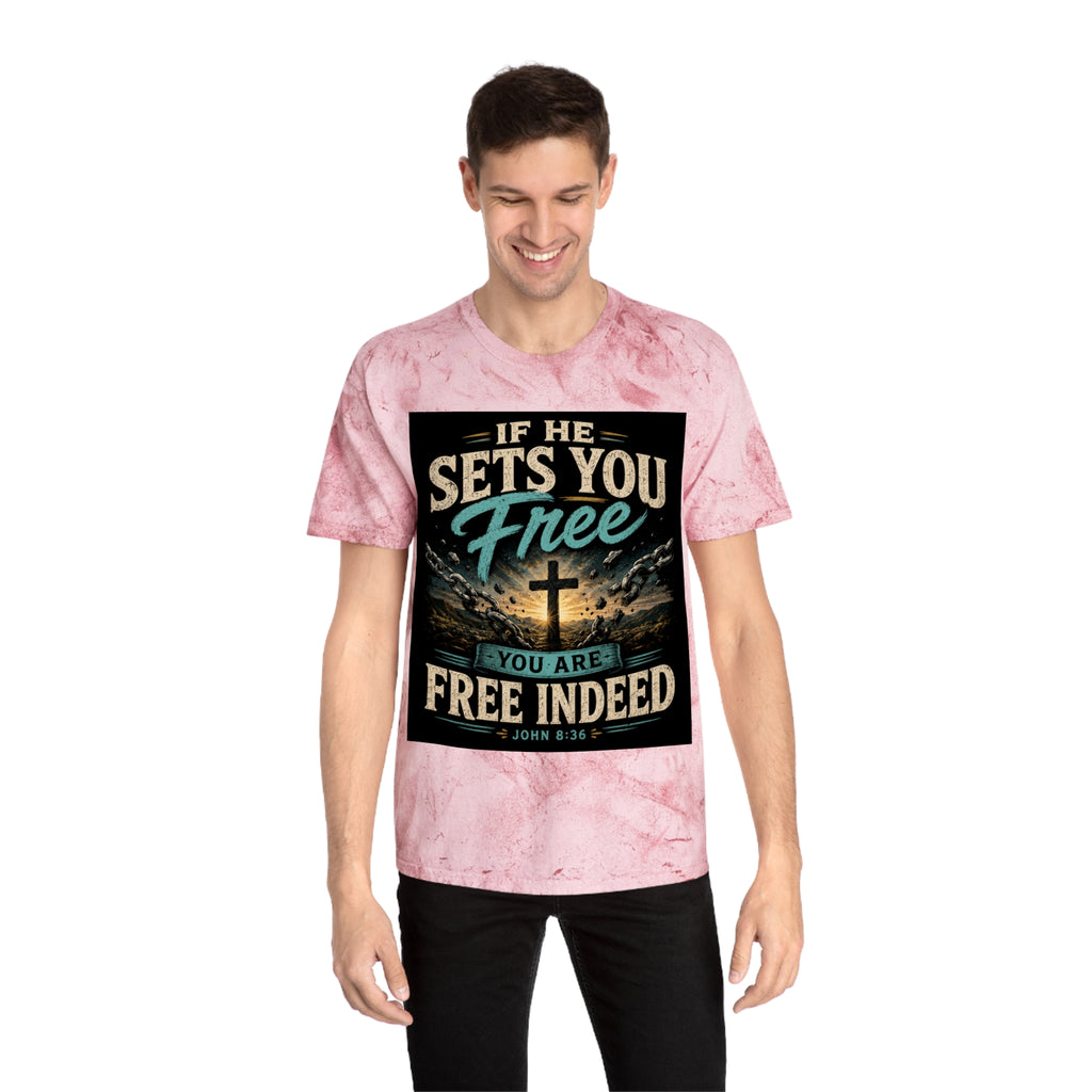 Christian Freedom Tee — "If He Sets You Free" Scripture T-Shirt