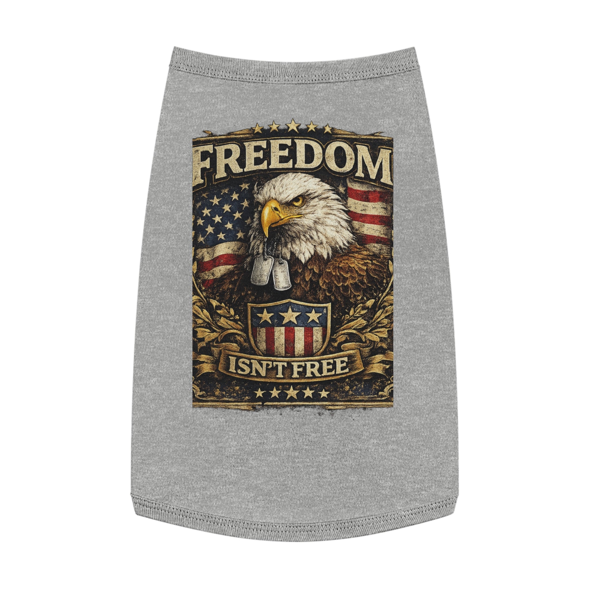 Patriotic Pet Tank Top — "Freedom Isn't Free" Eagle & American Flag