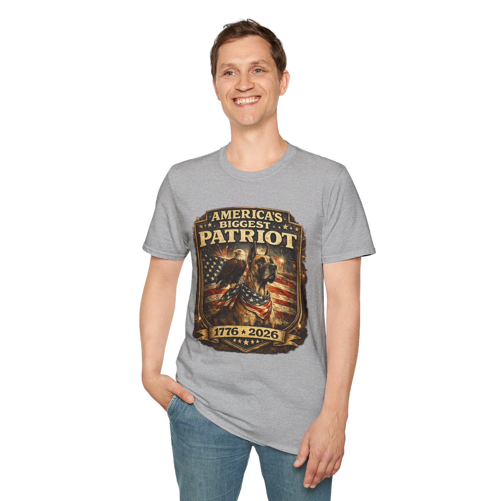 Patriot T-Shirt — Great Dane 1776–2026 Vintage Eagle Flag Tee