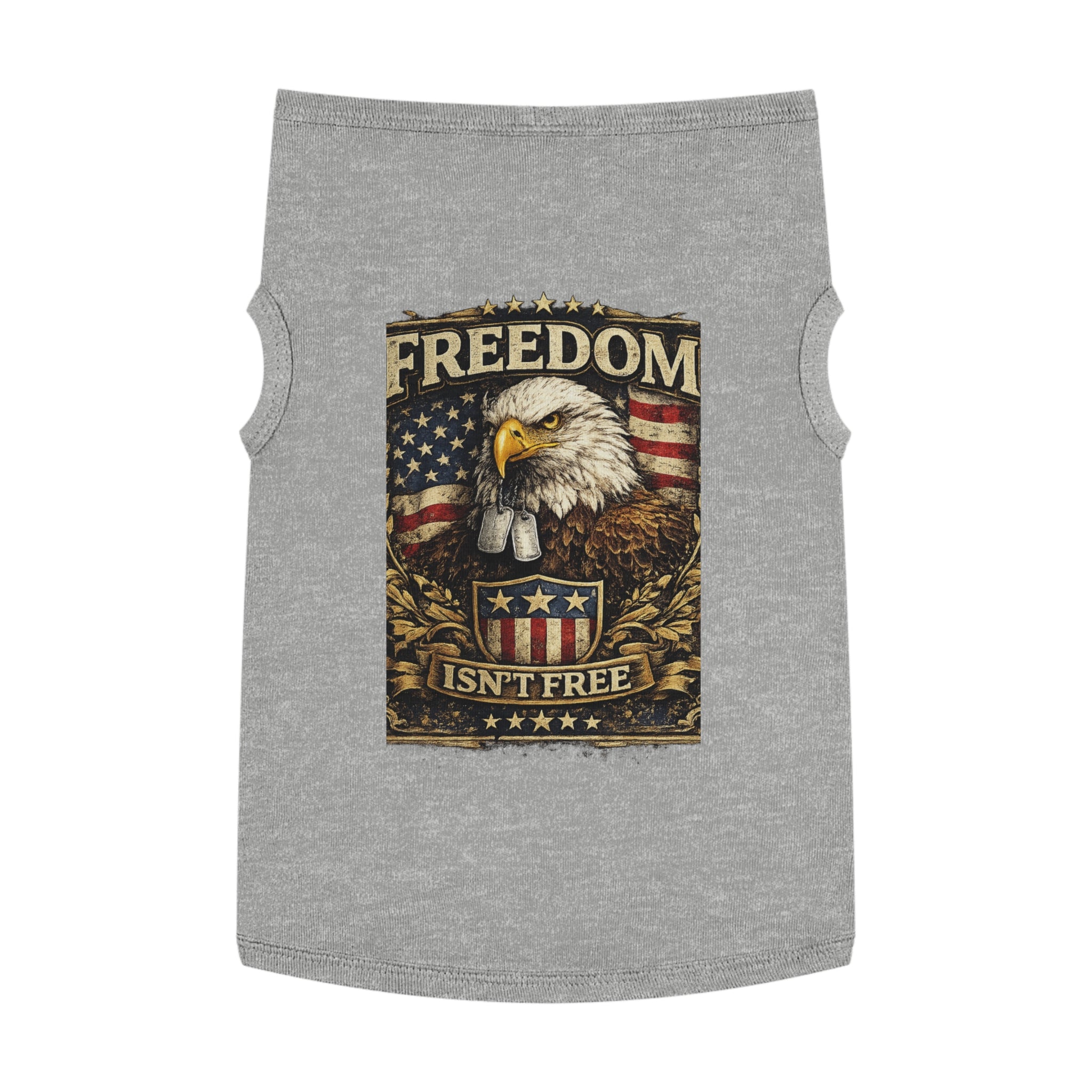 Patriotic Pet Tank Top — "Freedom Isn't Free" Eagle & American Flag