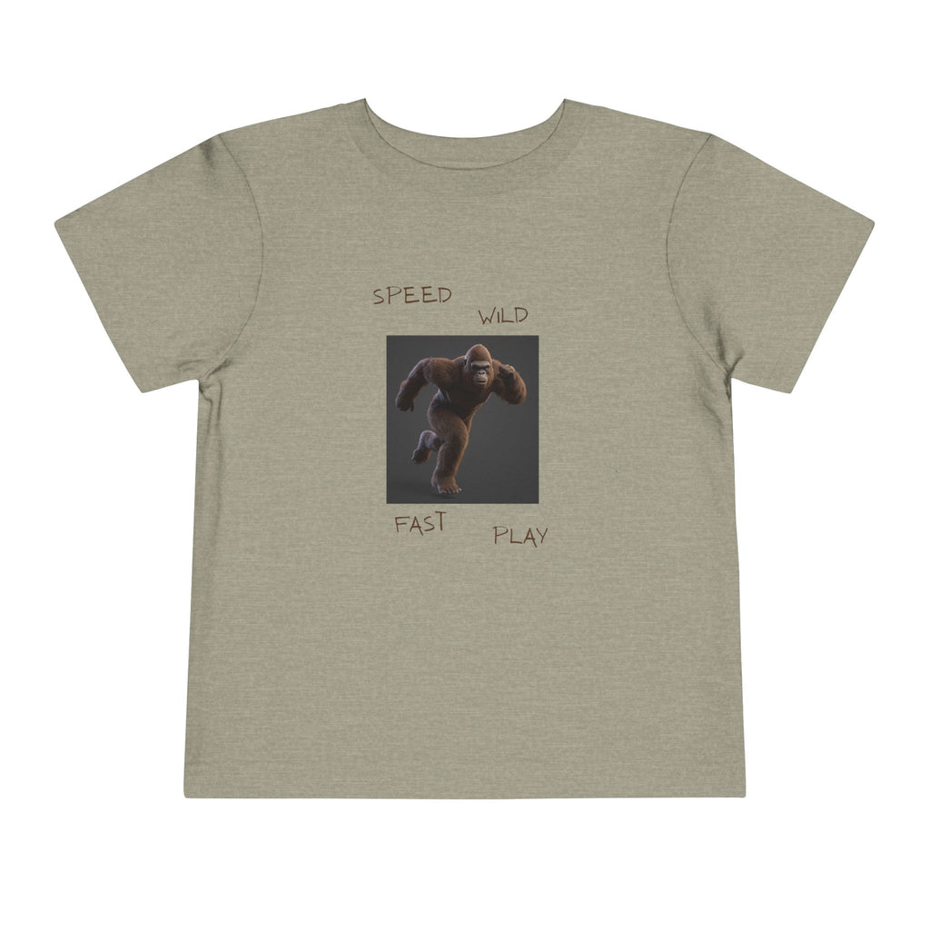 Toddler Tee — 'Speed Wild Fast Play' Running SasquatchGraphic