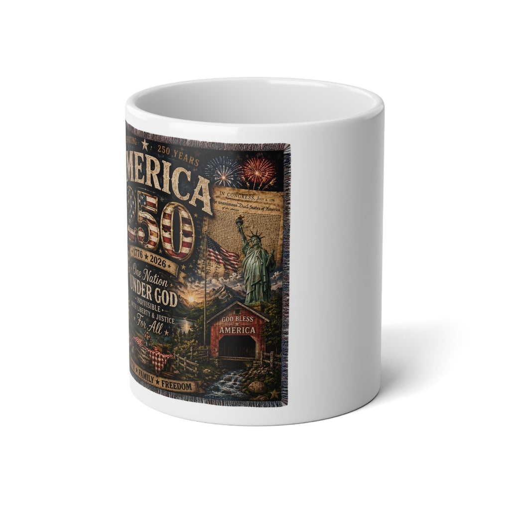 America 250th Anniversary Jumbo Mug — Patriotic Statue of Liberty Coffee Cup (20oz)