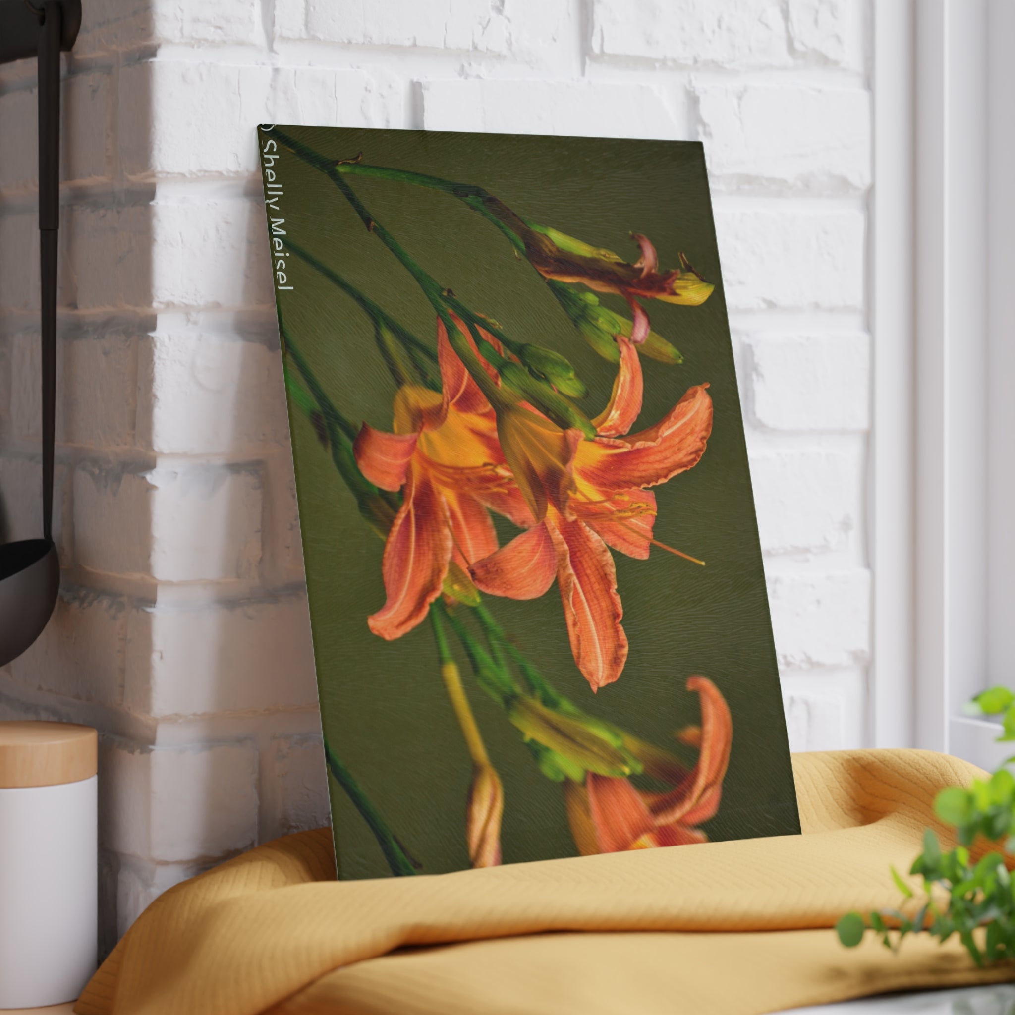 Orange Daylilies Floral Kitchen Cutting Board