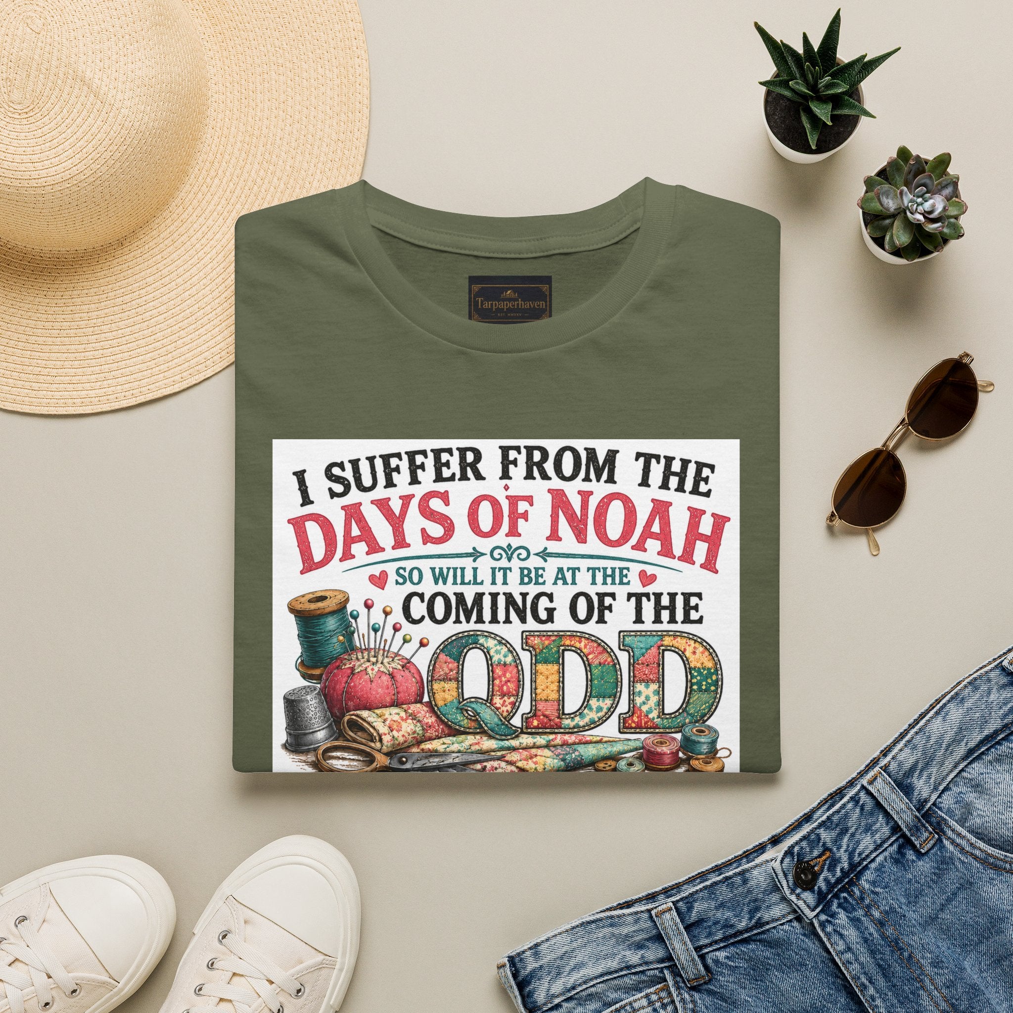 T-Shirt — “I Suffer From the Days of Noah” Quilter Humor Tee