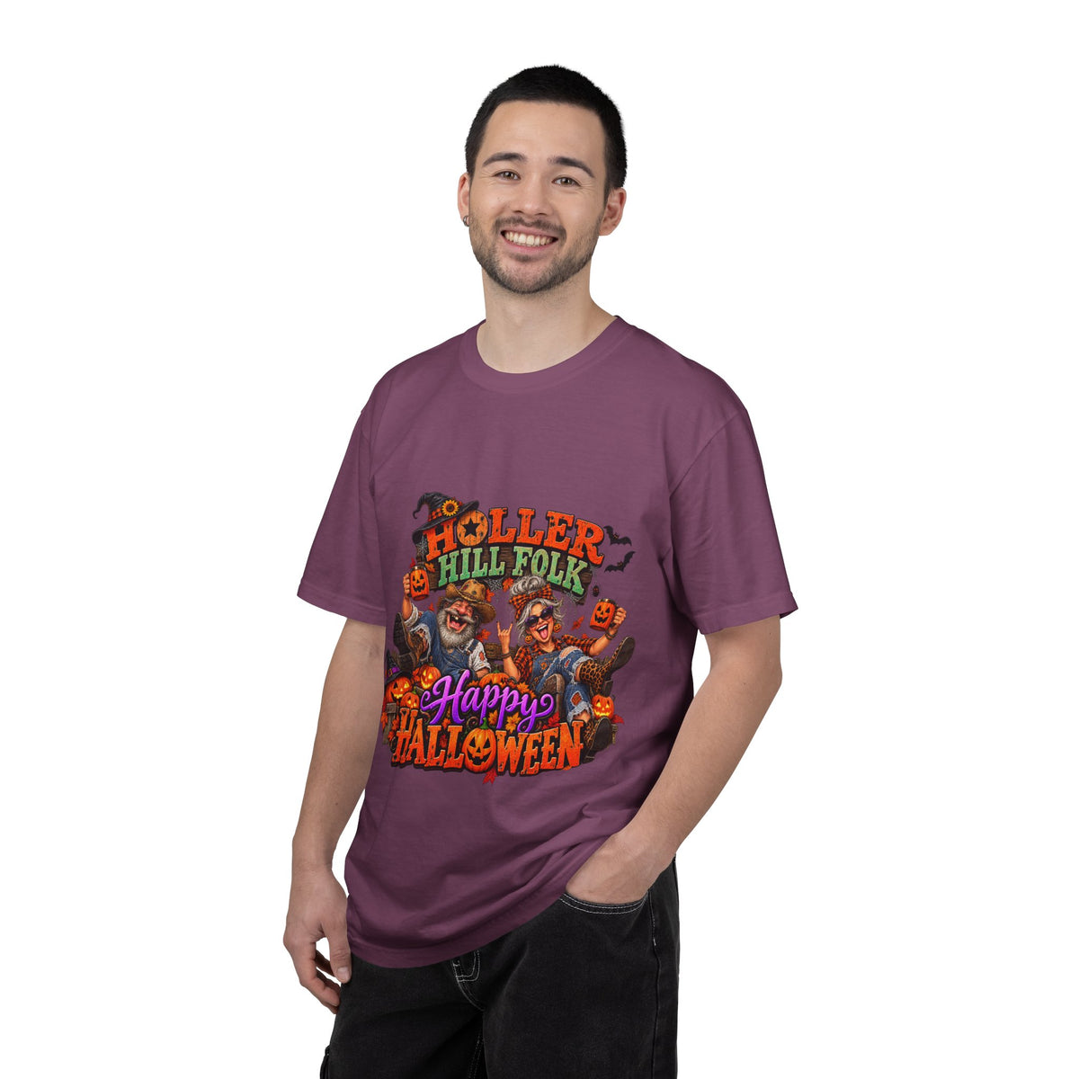 Halloween Holler Hill Folk T-Shirt — "Happy Halloween" Vintage Horror Design