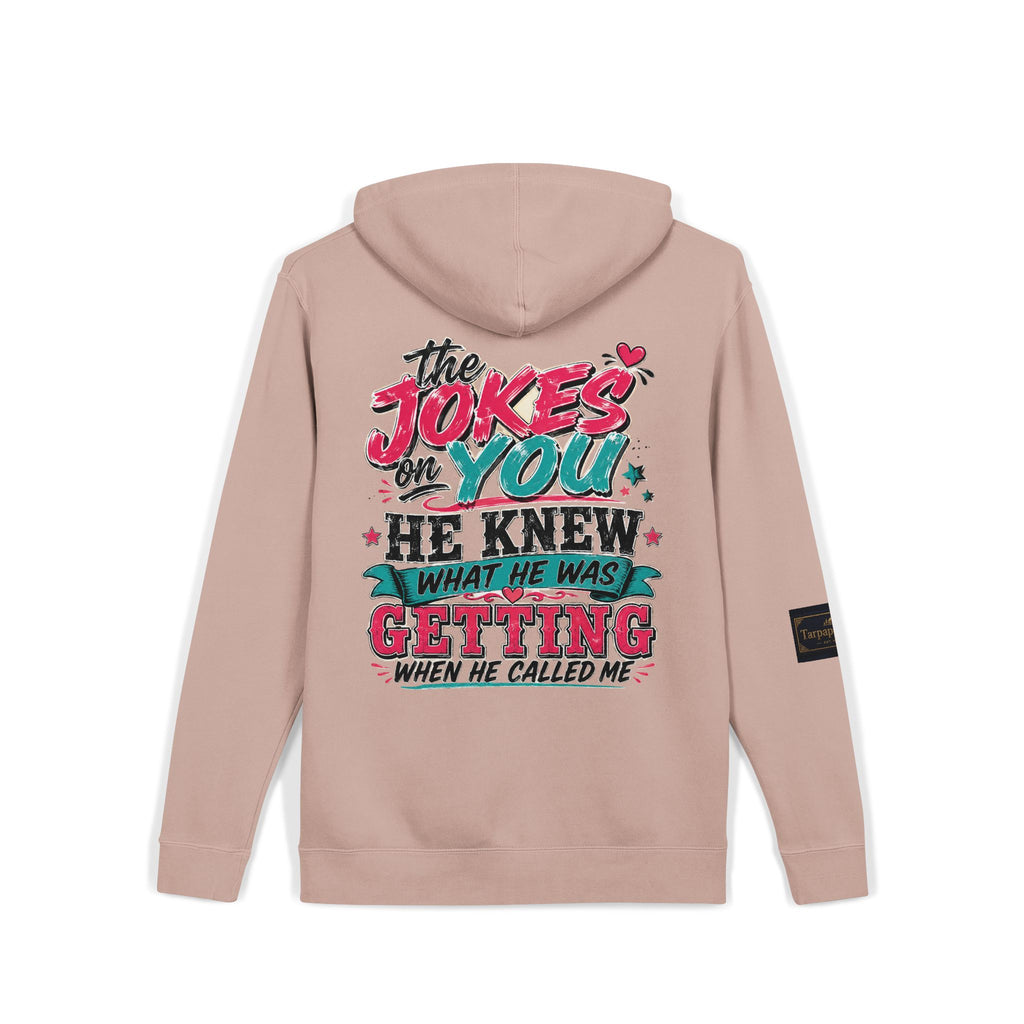 Pigment-Dyed Hoodie — "The Jokes on You" Retro Graphic Pullover