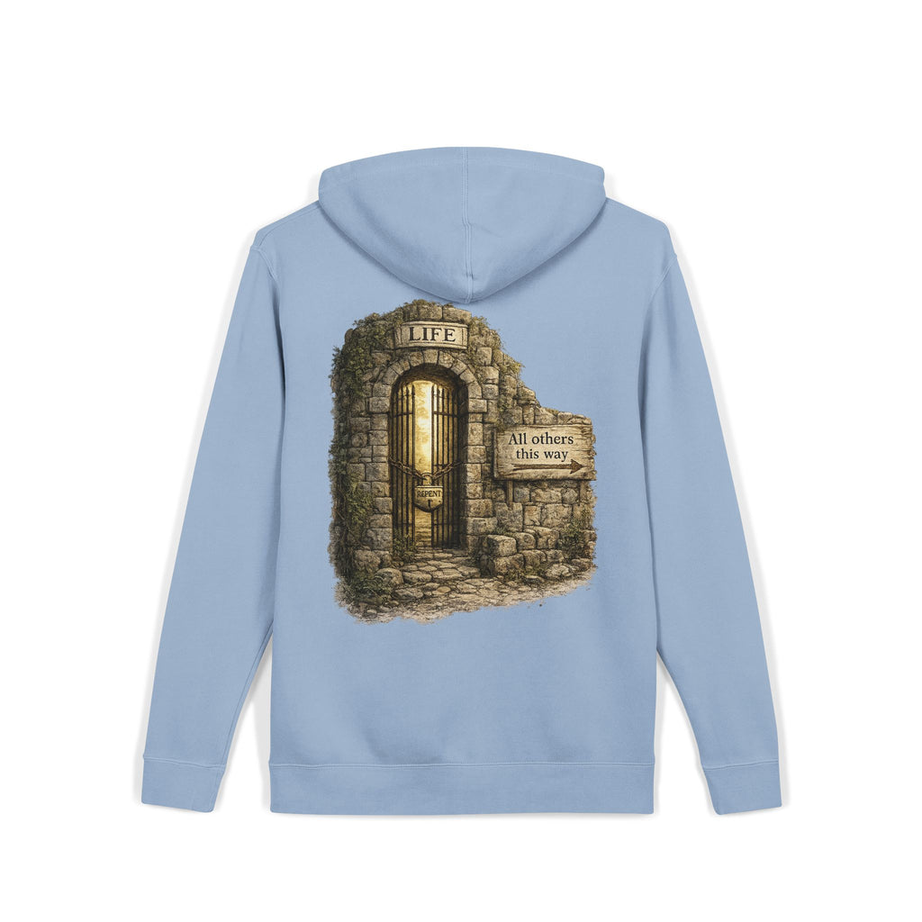 Faith Over Fear Hoodie — 'The Narrow Path Vintage Graphic Pigment-Dyed Hoodie