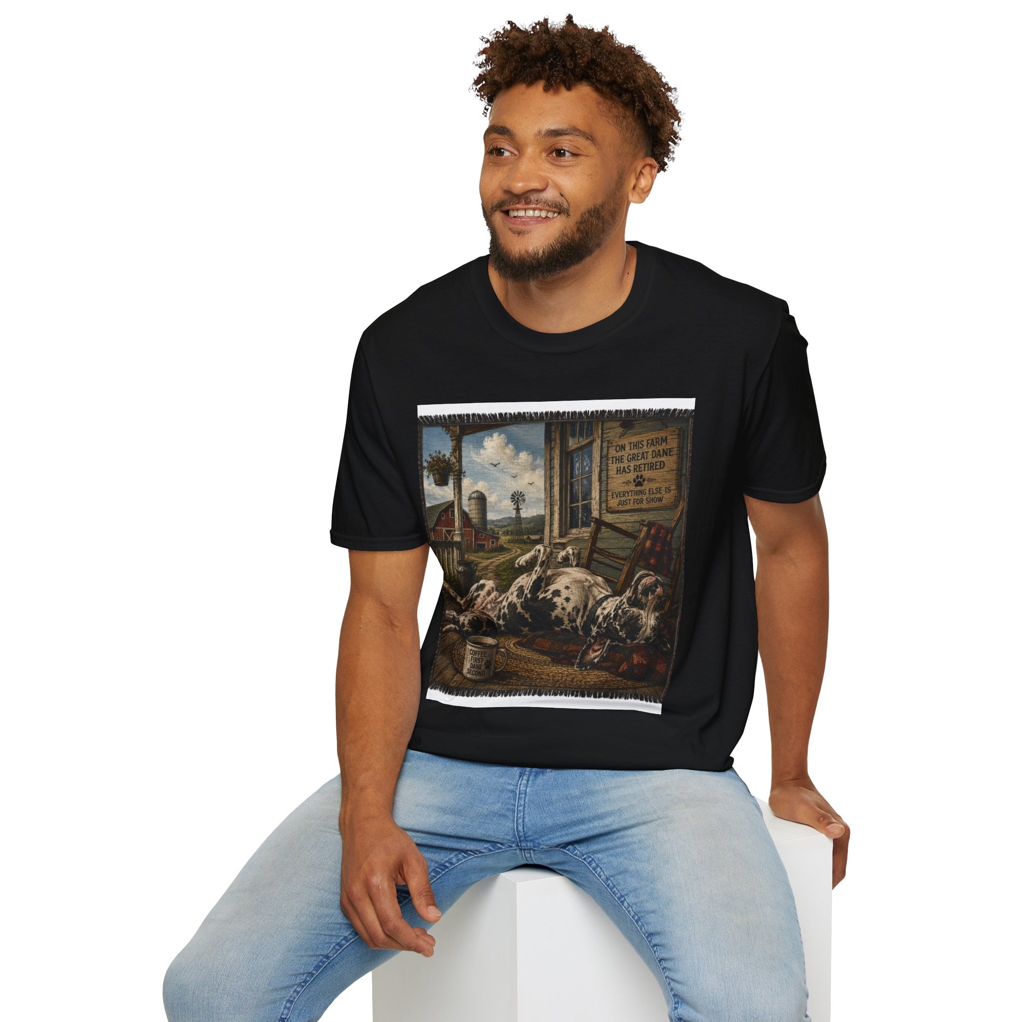 Great Dane Sleeping   Farmhouse Art T‑Shirt