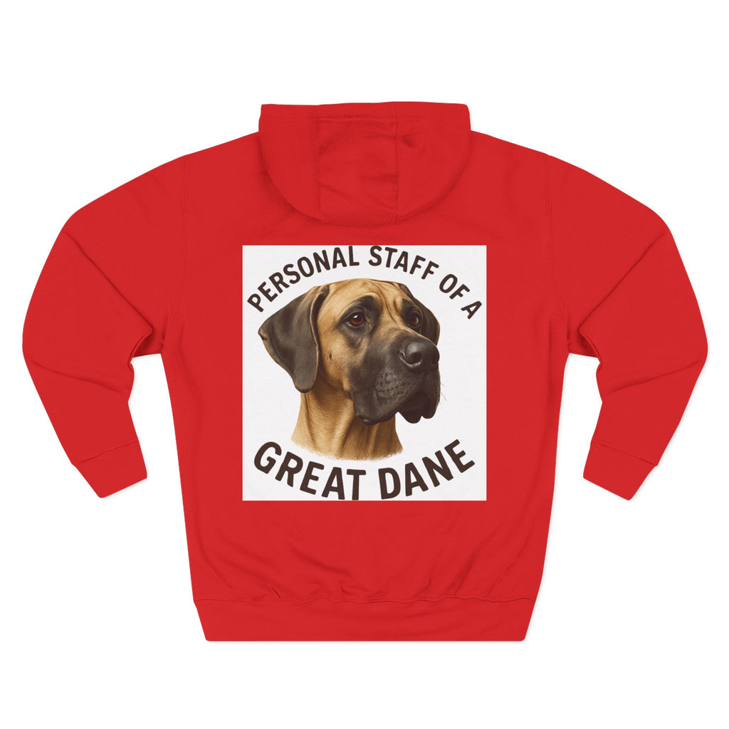 Great Dane Hoodie — "Personal Staff of a Great Dane" Fleece Pullover
