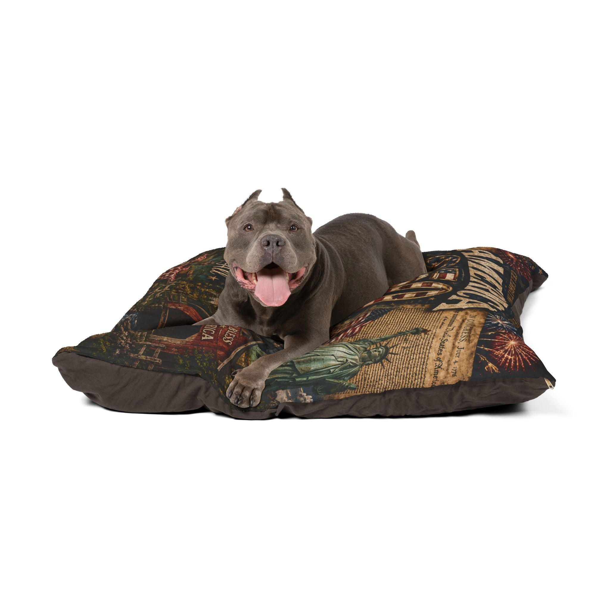 America 250 Patriotic Pet Bed — "One Nation Under God" 1776–2026 Memorial Cushion