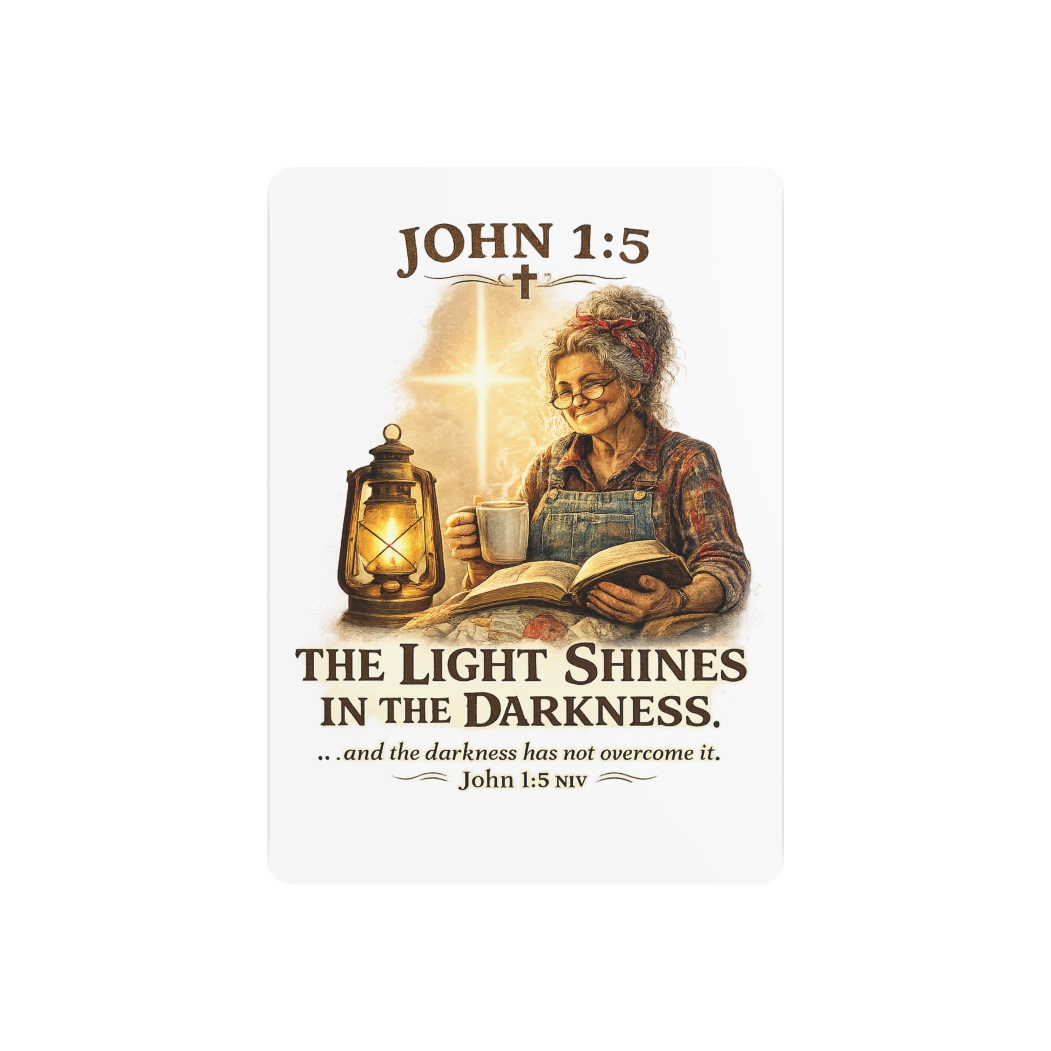 Metal Sign – John 1:5 "The Light Shines in the Darkness" Inspirational Christian Wall Art
