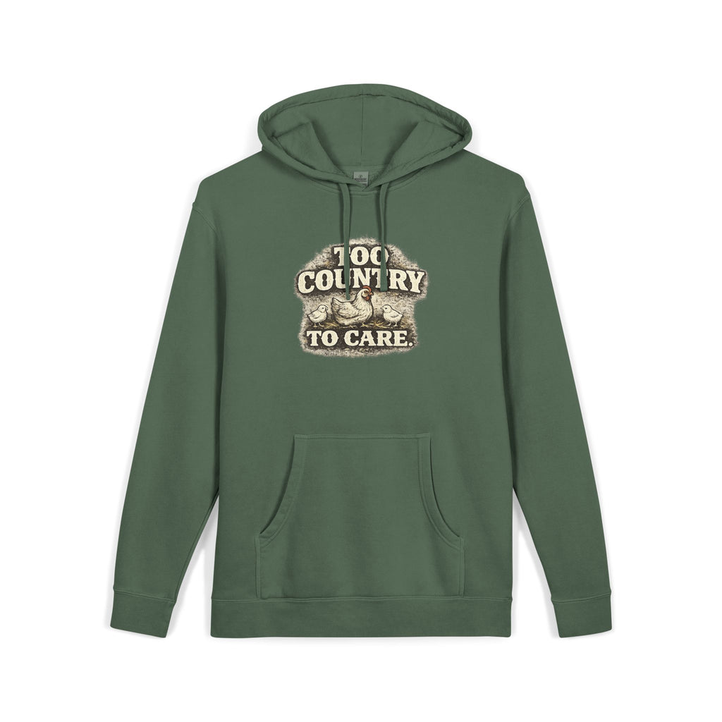 Appalachian Faith Hoodie — "Too Country to Care" Pigment-Dyed Pullover