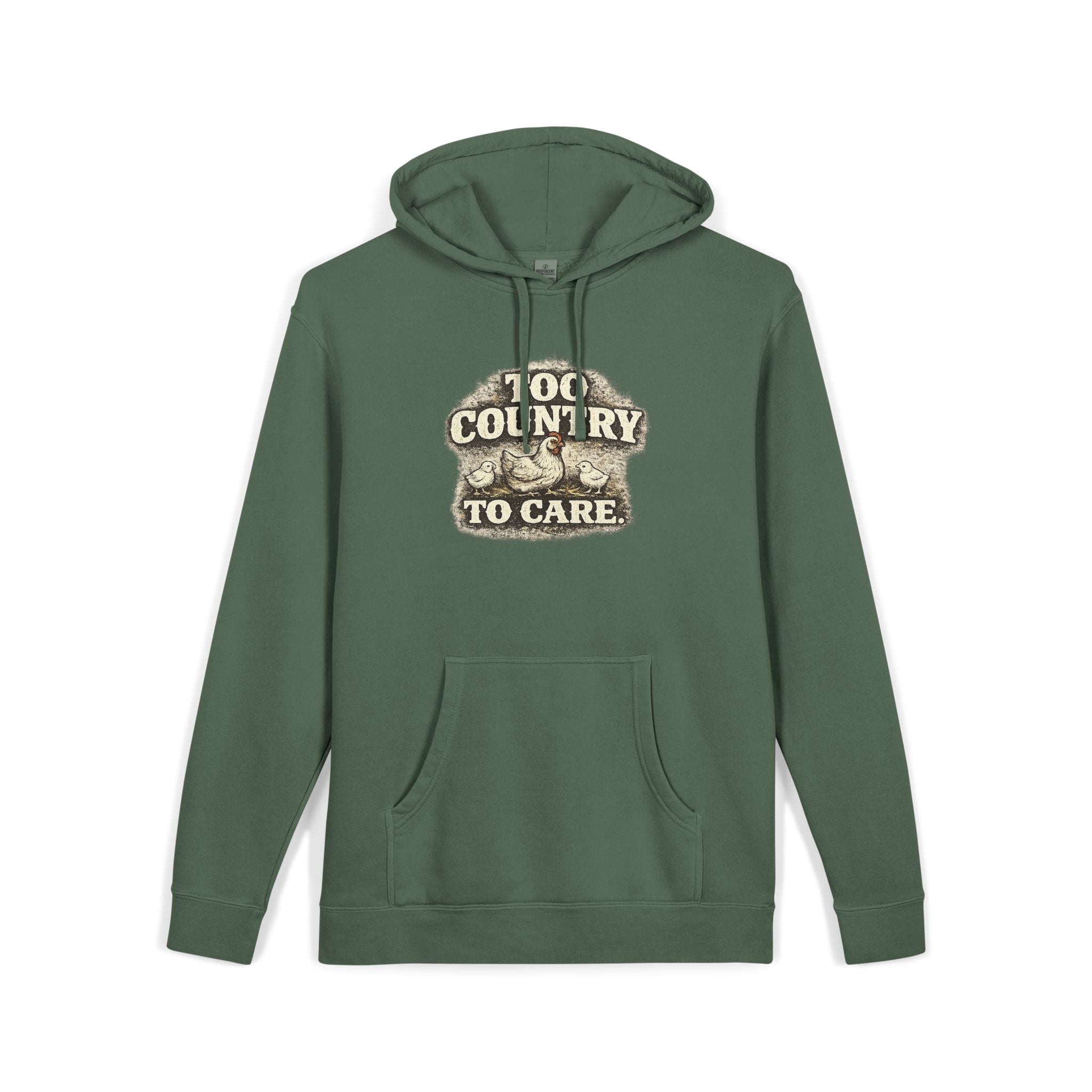 Appalachian Faith Hoodie — "Too Country to Care" Pigment-Dyed Pullover