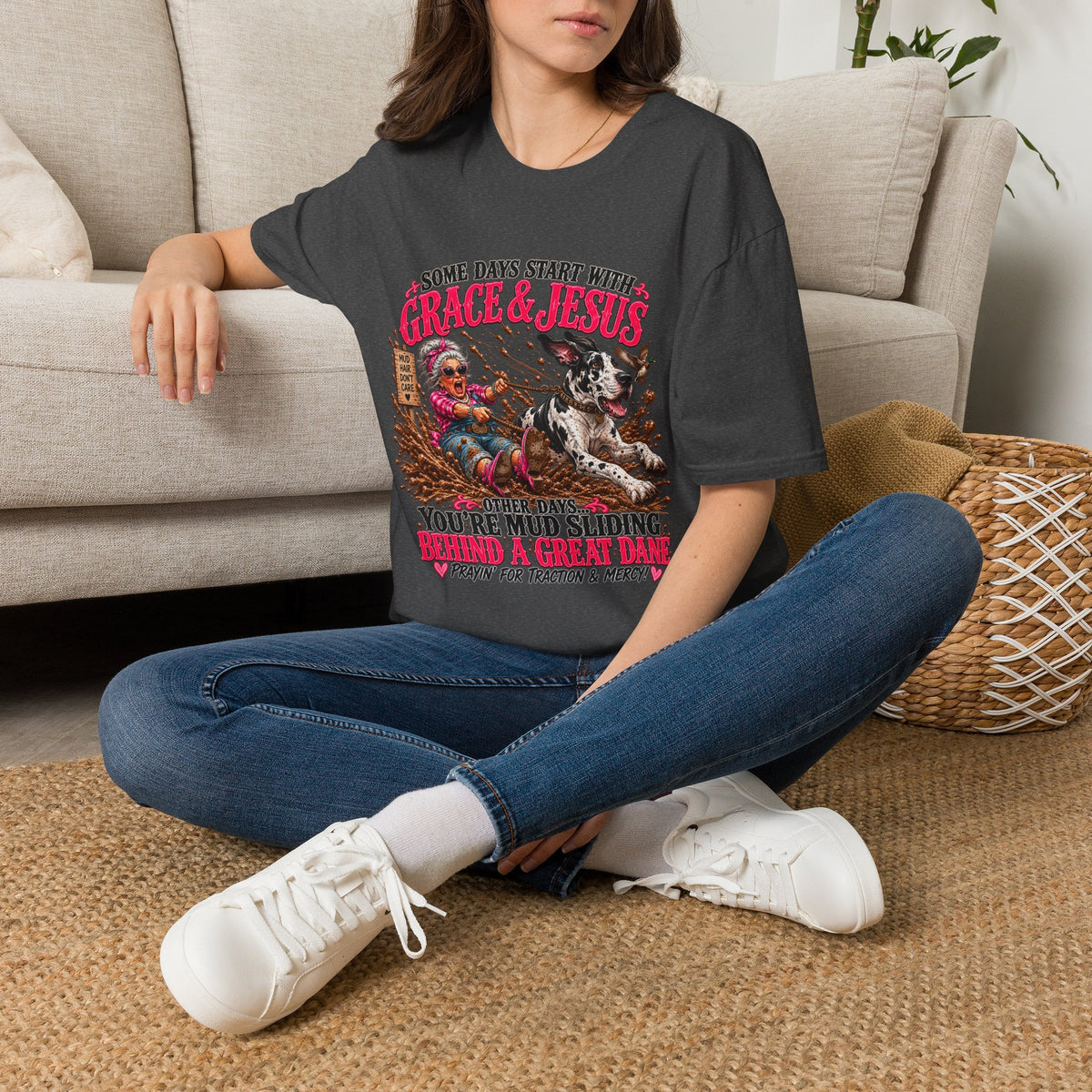 Great Dane Christian Mud Slide  Funny Graphic Tee