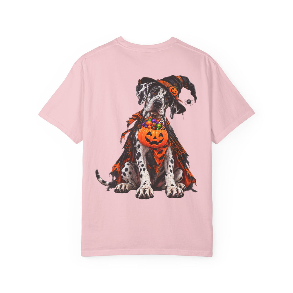 Halloween Great Dane T-Shirt — Cute Dog in Pumpkin Costume Graphic Tee
