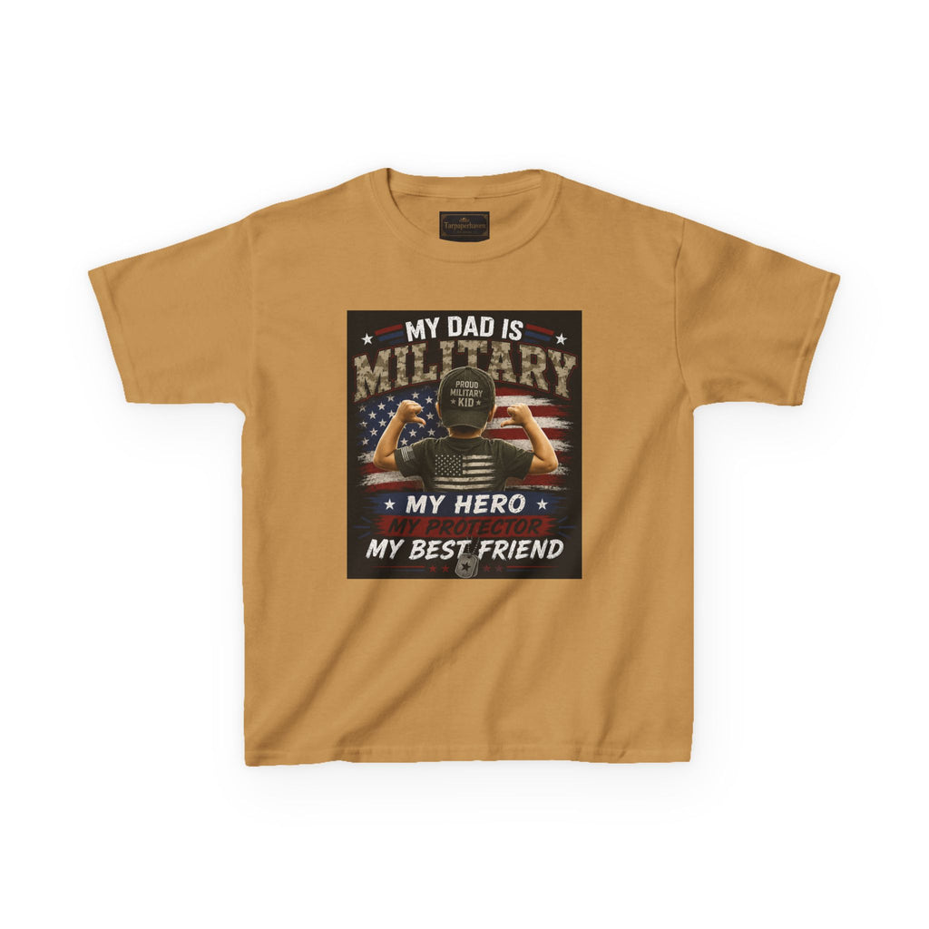 Kids Tee — "My Dad Is Military" Patriotic Hero Shirt