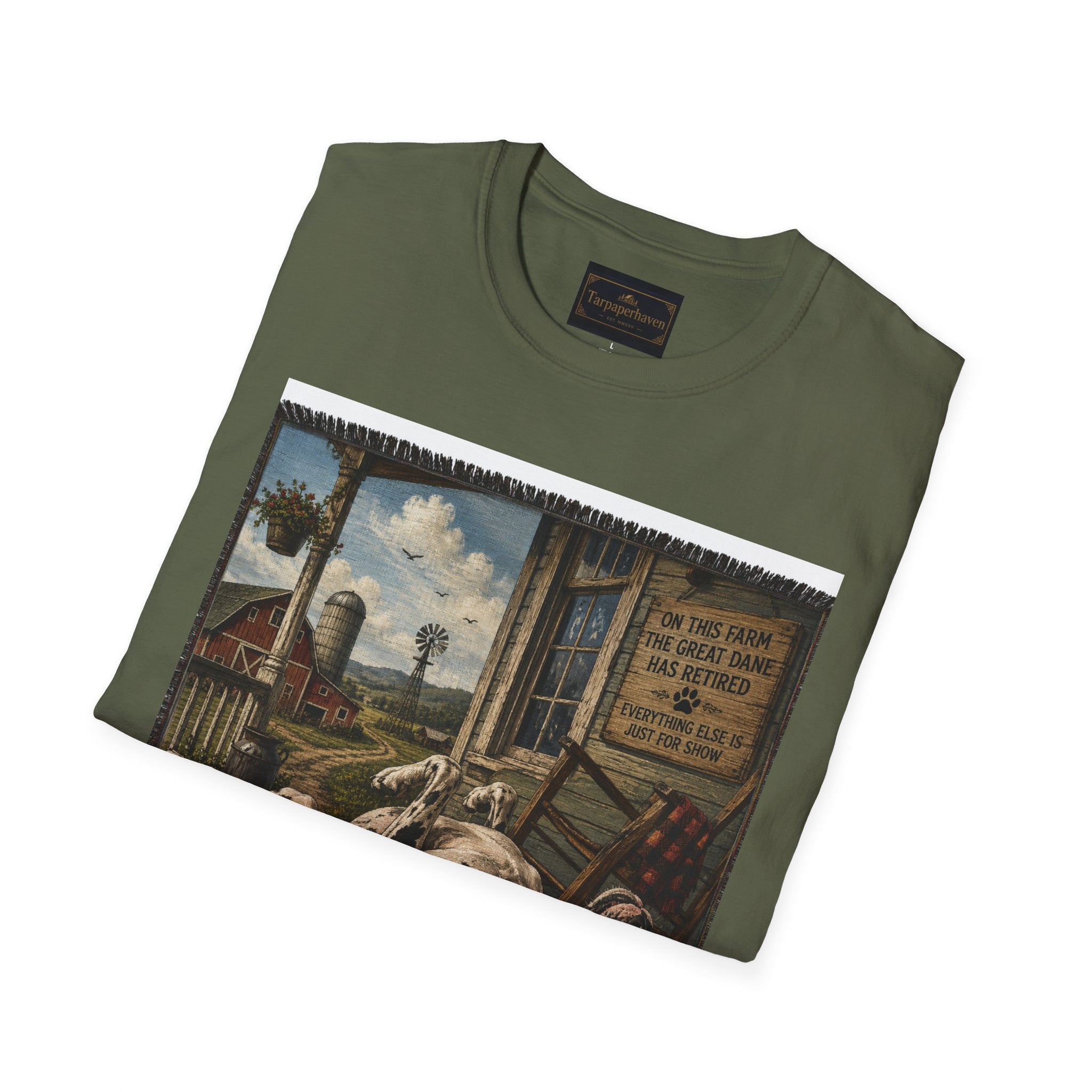 Great Dane Sleeping   Farmhouse Art T‑Shirt
