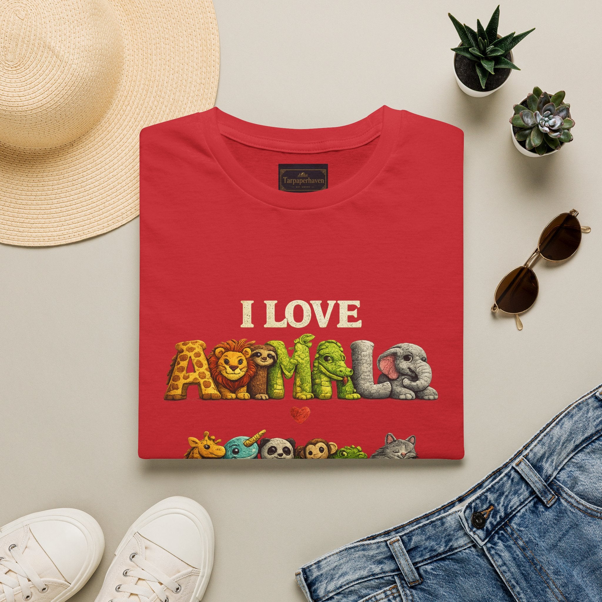 "I Love Animals" Cute Wildlife Graphic Tee