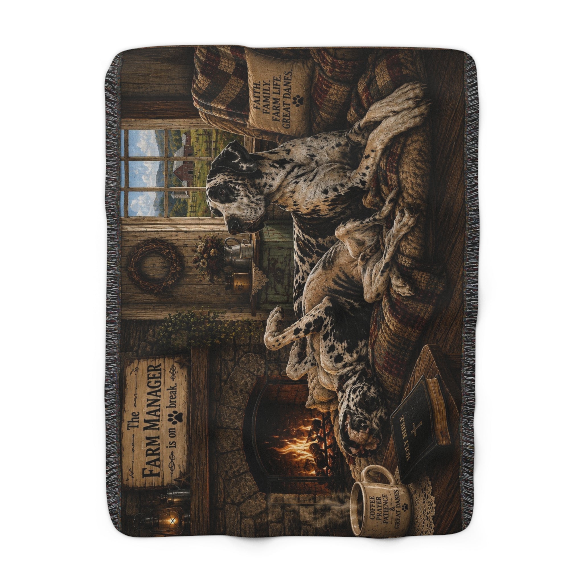 Cozy Farm Boss Great Dane Sherpa Fleece Blanket