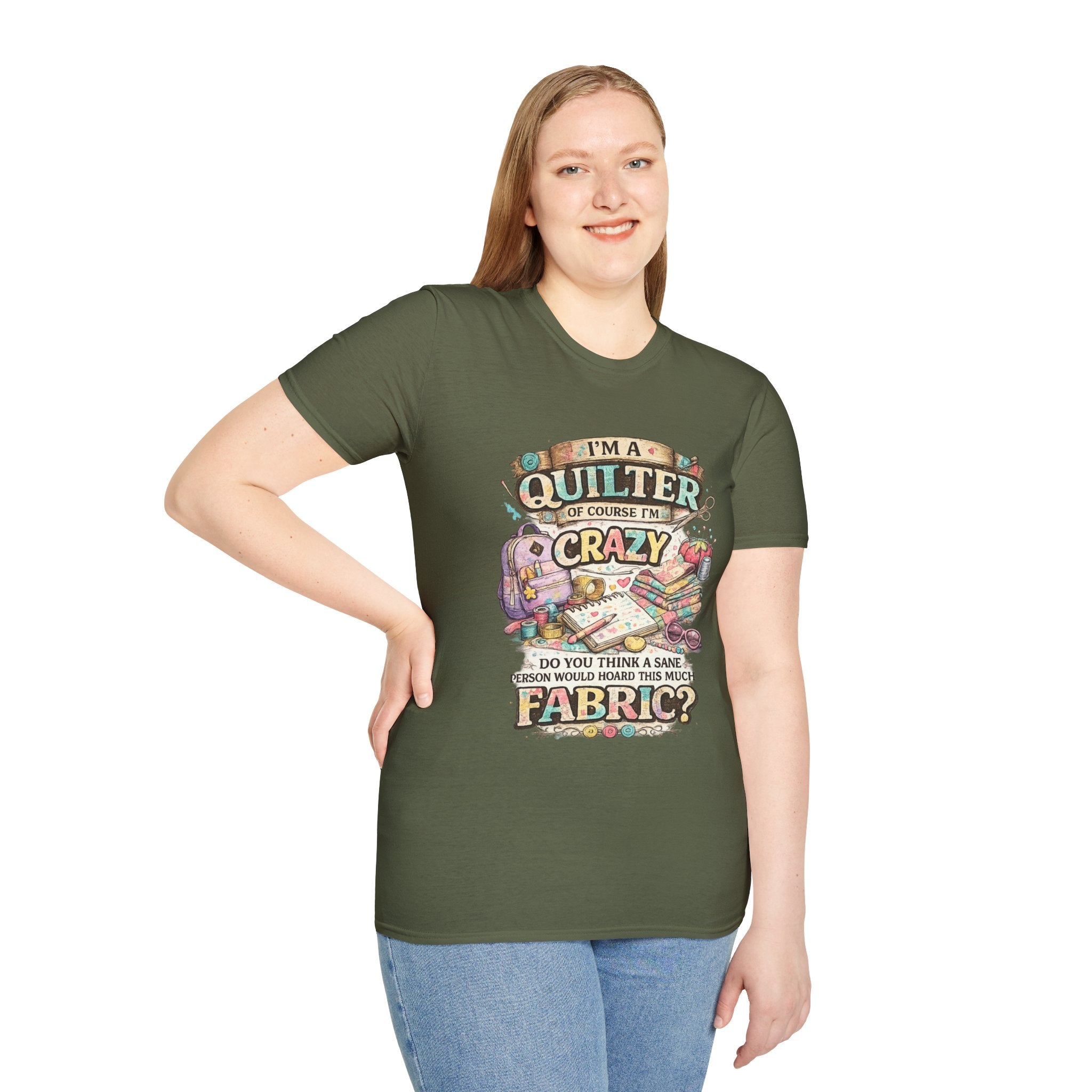 Quilter T‑Shirt — "I’m a Quilter (Of Course I’m Crazy)" Funny Sewing Shirt