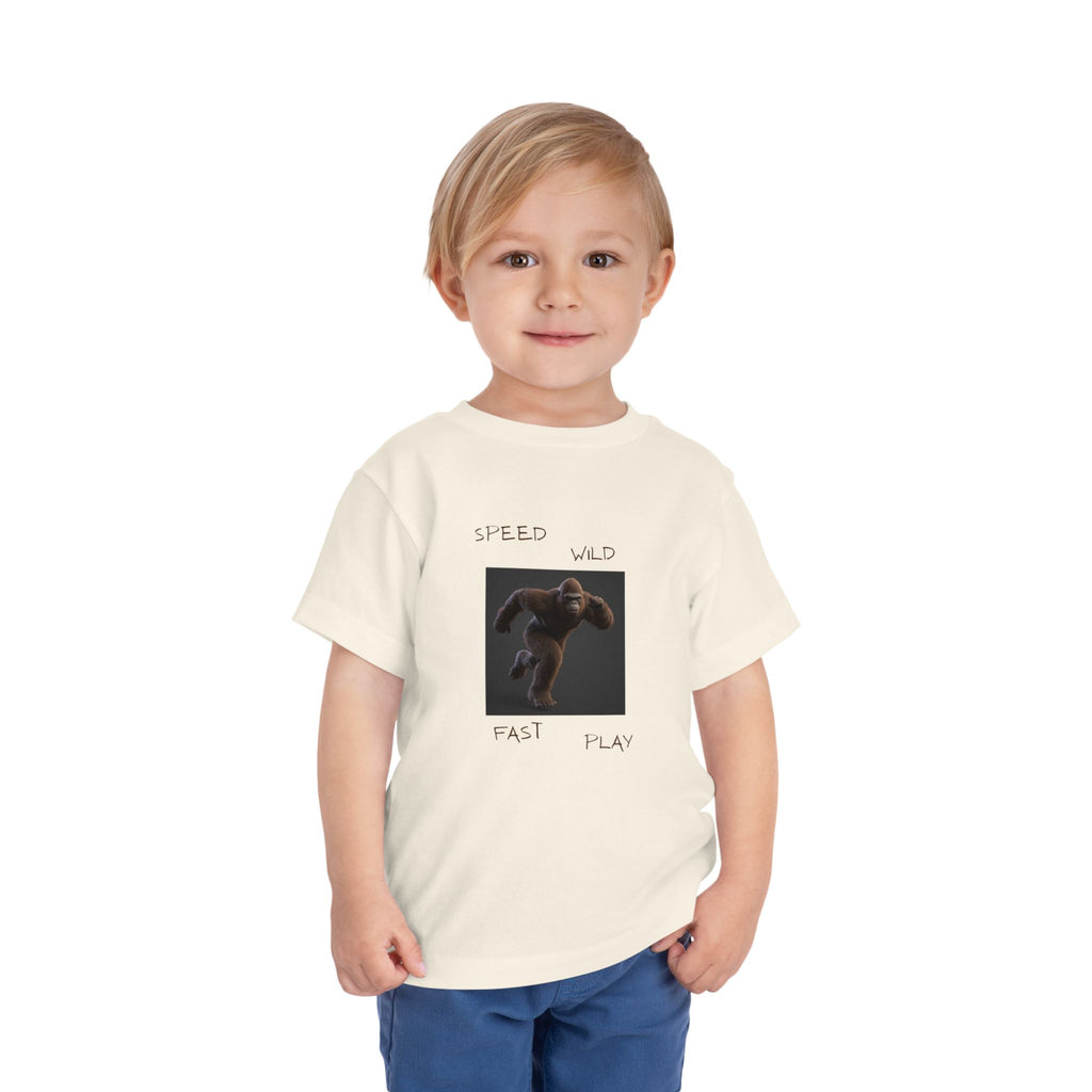 Toddler Tee — 'Speed Wild Fast Play' Running SasquatchGraphic