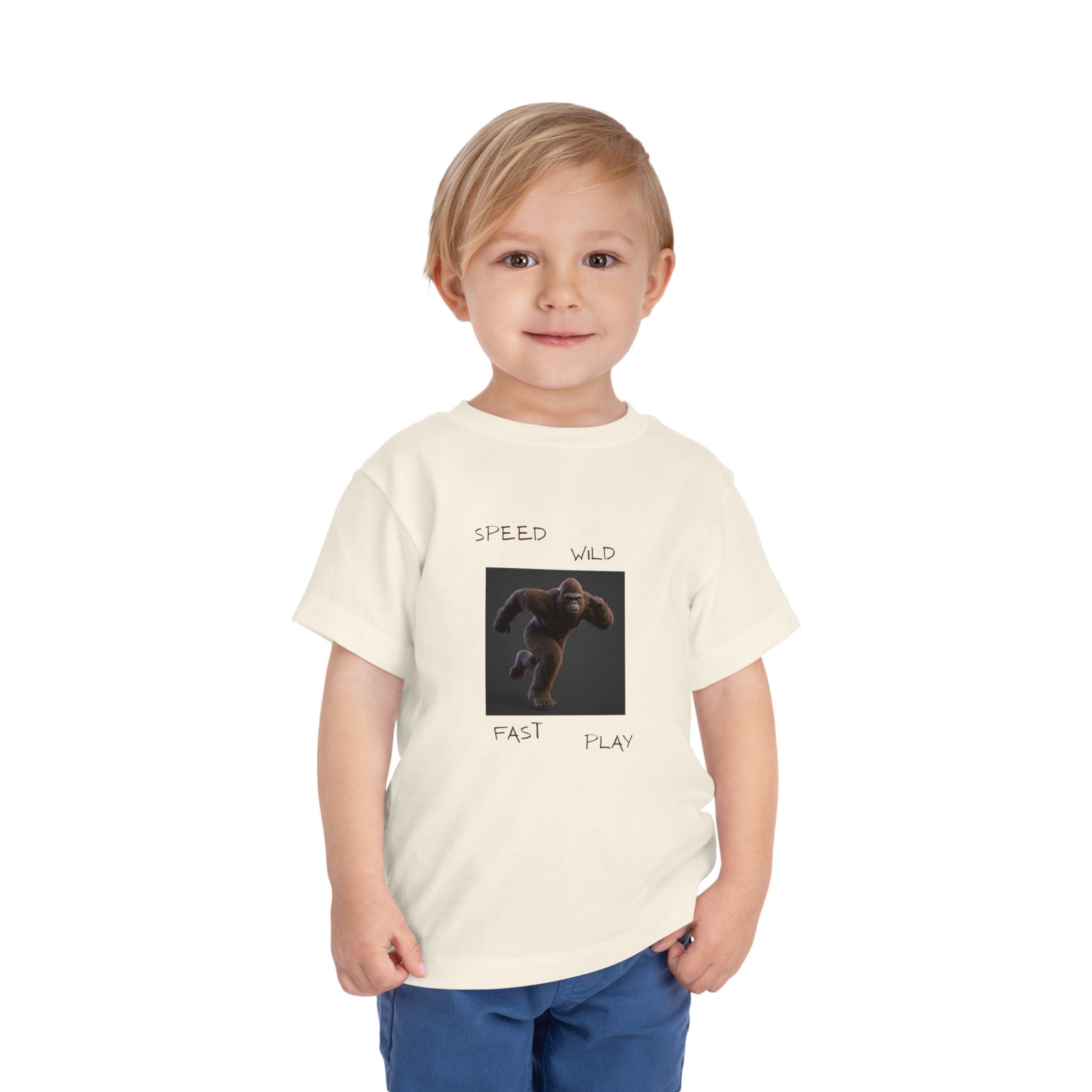 Toddler Tee — 'Speed Wild Fast Play' Running SasquatchGraphic
