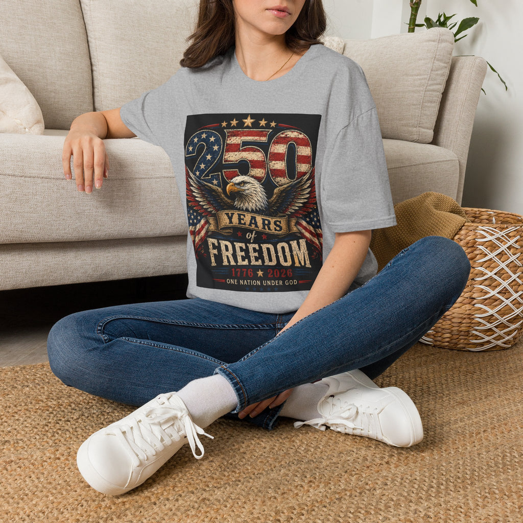Patriotic 250 Years Freedom T-Shirt — American Flag Eagle Anniversary Tee
