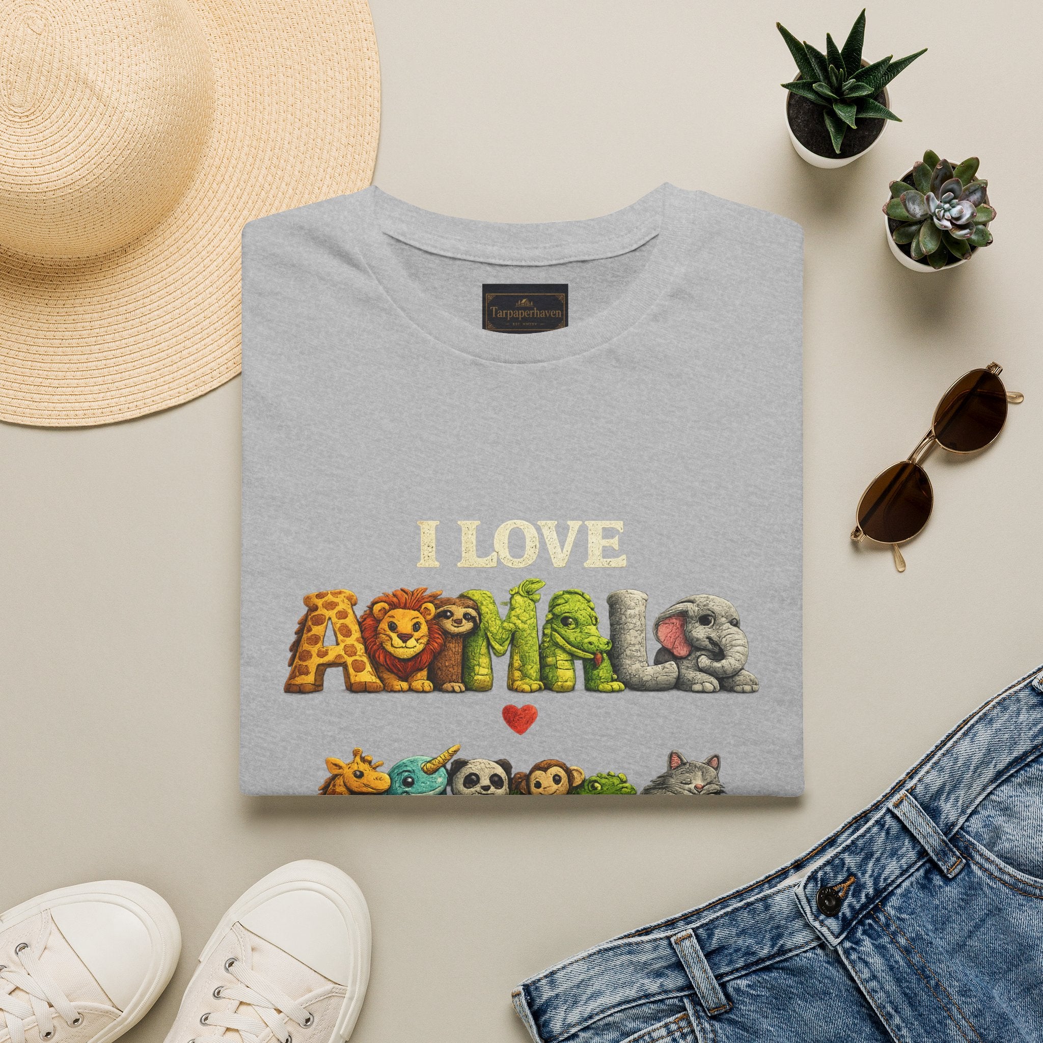 "I Love Animals" Cute Wildlife Graphic Tee