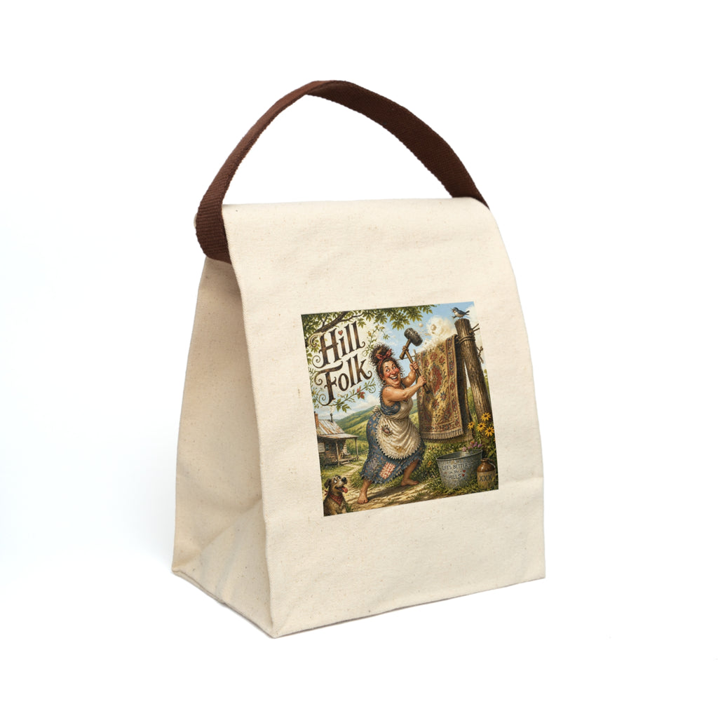 Canvas Lunch Bag — Vintage 'Hill Folk' Country Kitchen Print