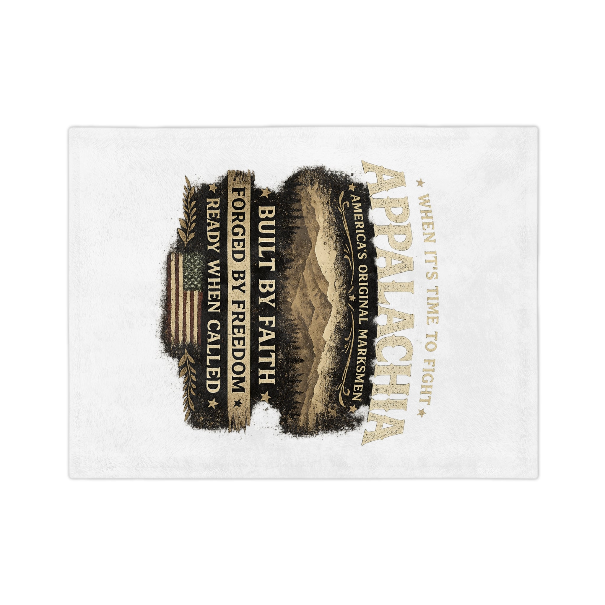 Appalachia Microfiber Blanket – "Built by Faith, Forged by Freedom" Rustic Mountain Throw