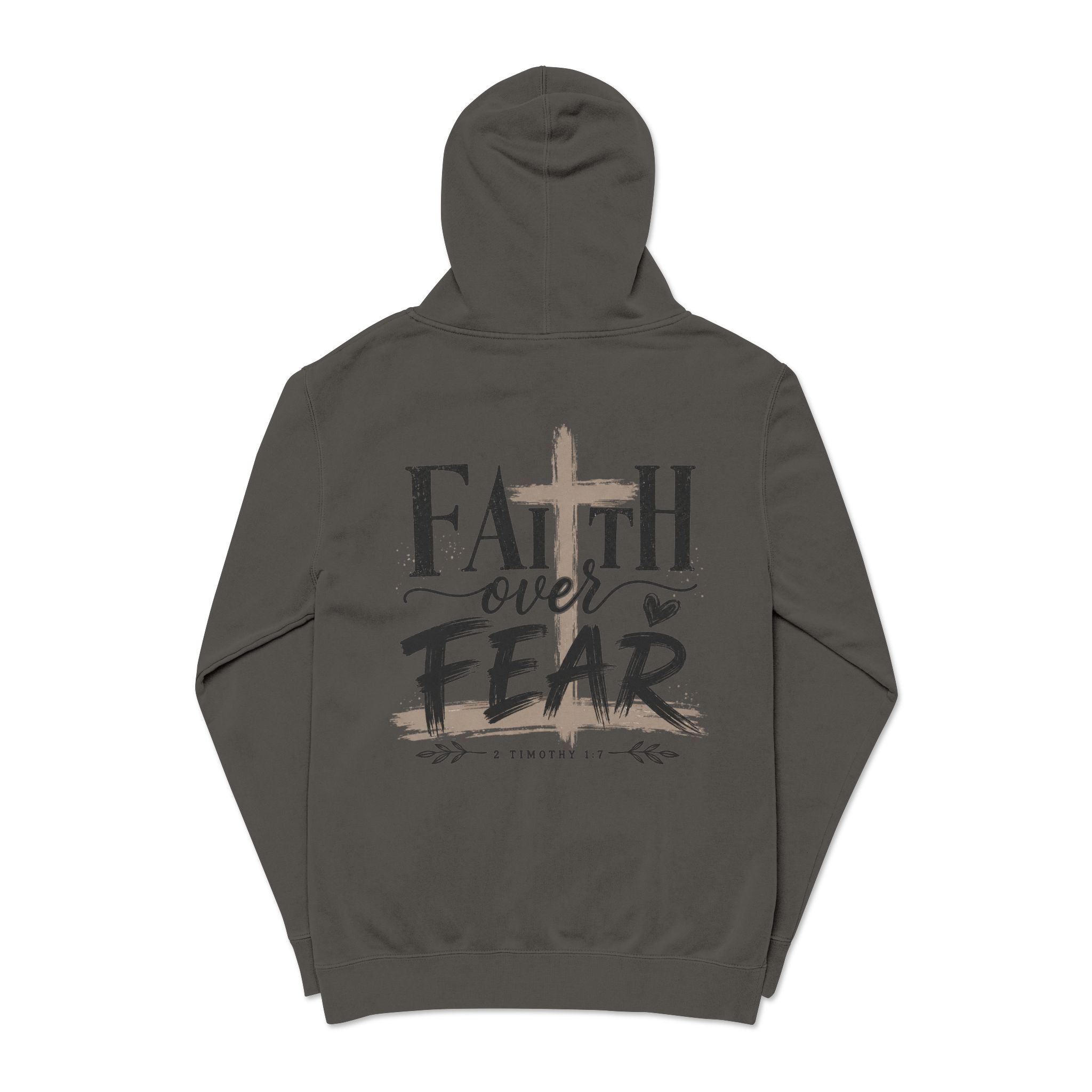 Faith Over Fear Hoodie — Pigment-Dyed Inspirational Pullover