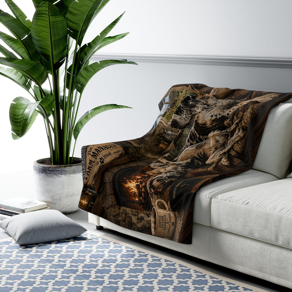 Cozy Farm Boss Great Dane Sherpa Fleece Blanket