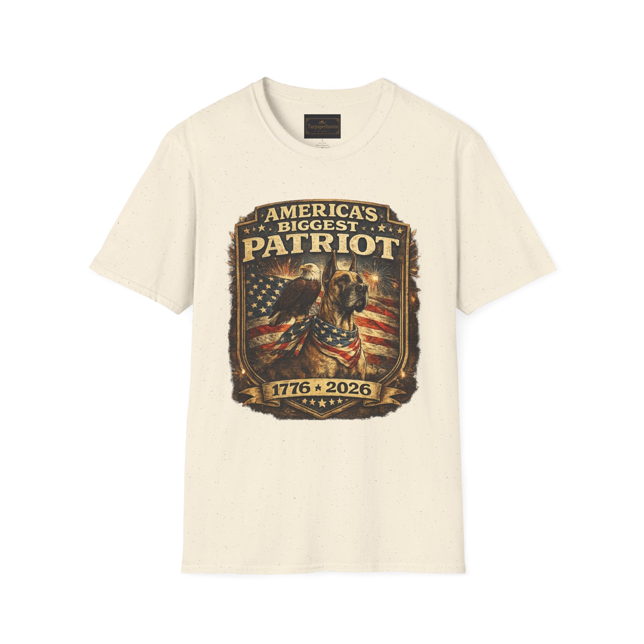 Patriot T-Shirt — Great Dane 1776–2026 Vintage Eagle Flag Tee