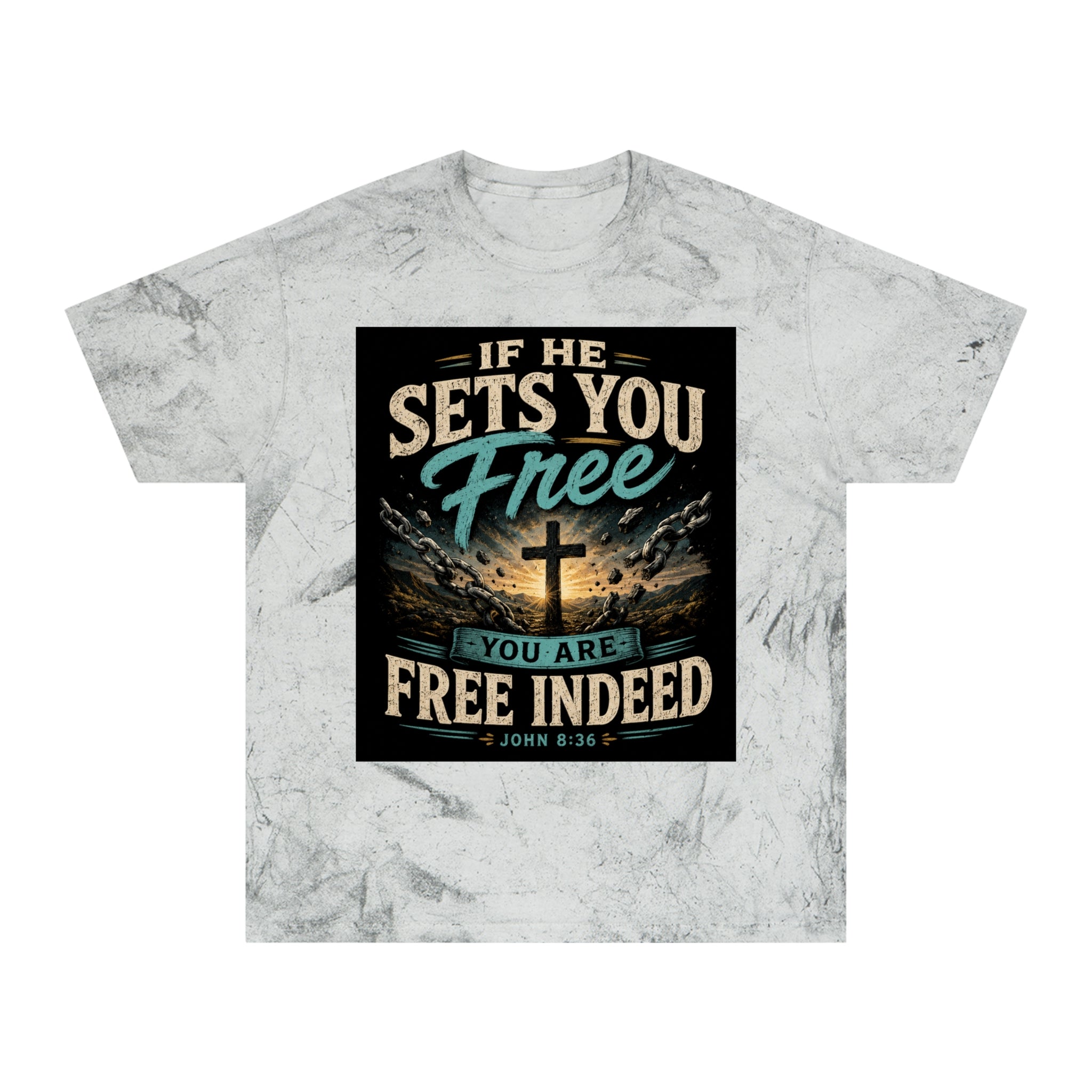 Christian Freedom Tee — "If He Sets You Free" Scripture T-Shirt