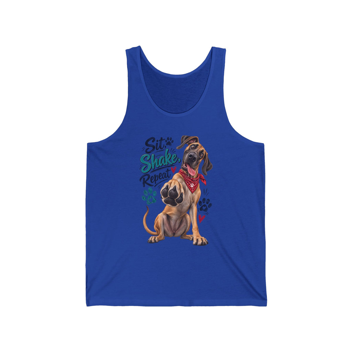 Dog Lover Tank Top Sit Stay Shake Repeat Graphic