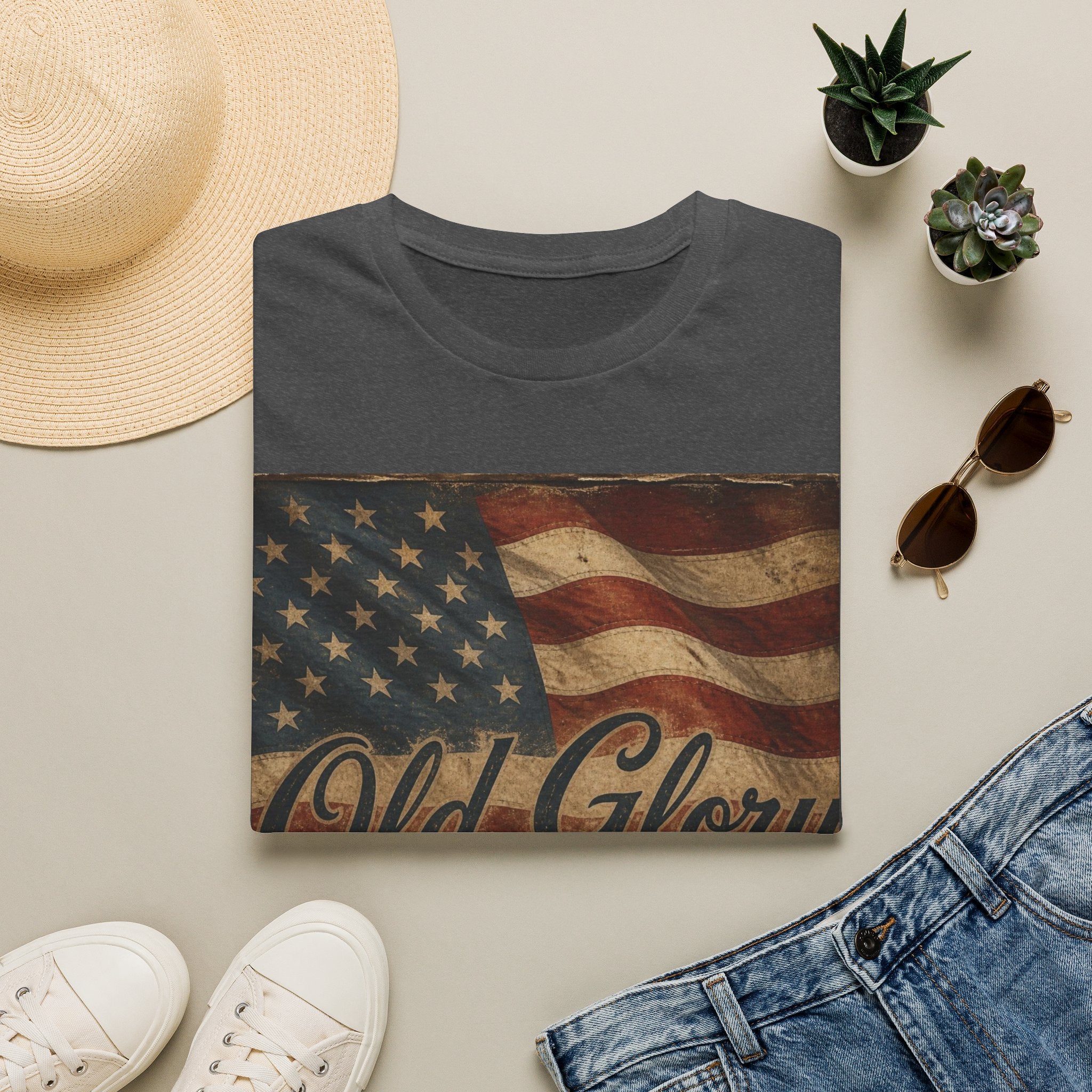 Old Glory Flag T-Shirt — 1776-2026 Vintage American Patriot Tee
