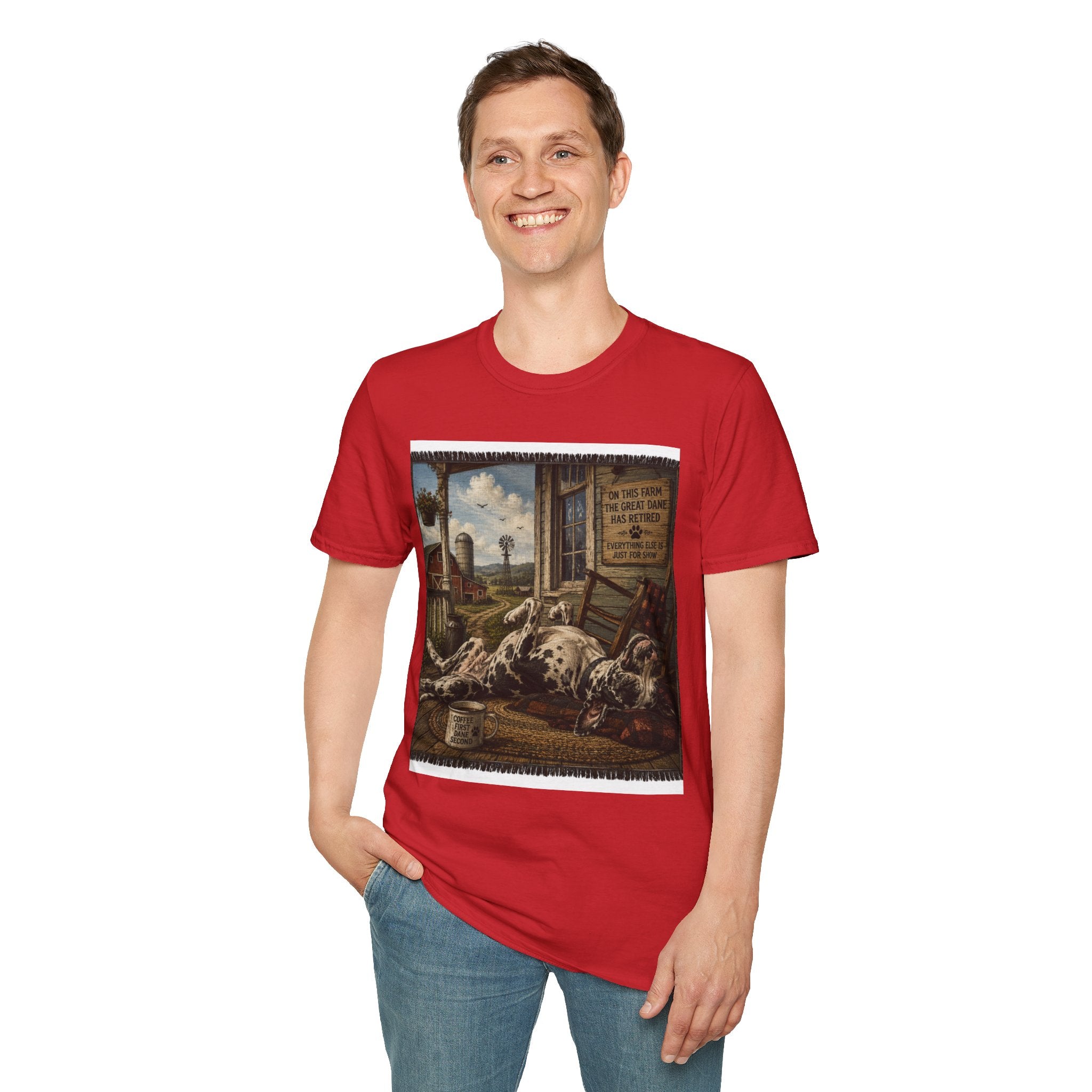 Great Dane Sleeping   Farmhouse Art T‑Shirt