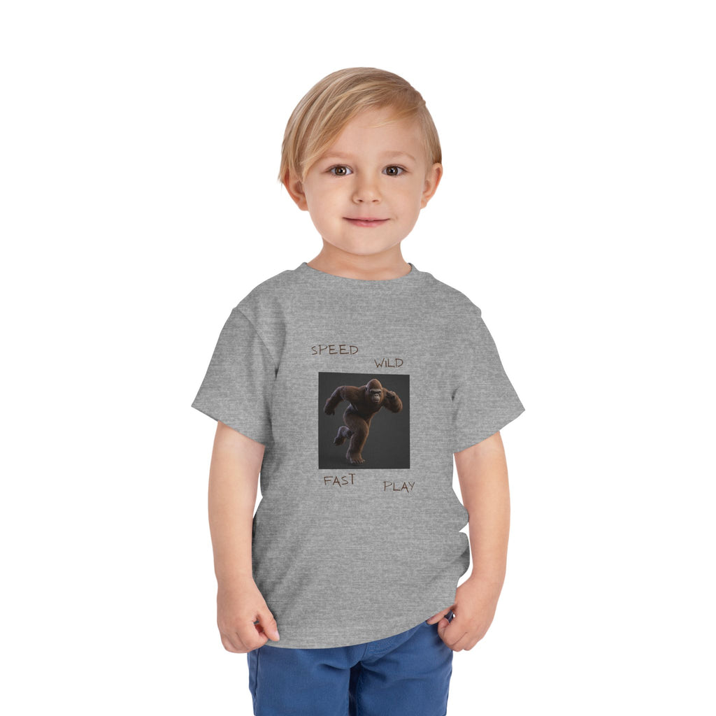 Toddler Tee — 'Speed Wild Fast Play' Running SasquatchGraphic